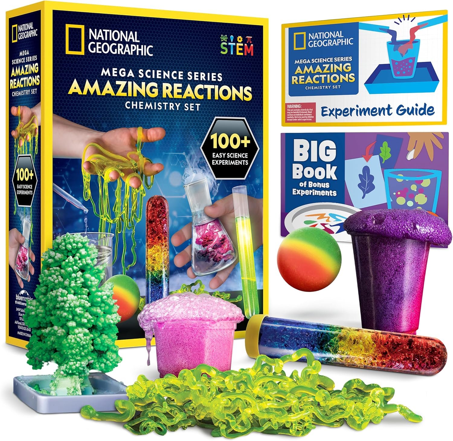 National Geographic Amazing Chemistry Set with 100+ Experiments Ages 8-12 | Crystal Growing, Chemical Reactions, STEM Projects, Hands-On Science Experiments, Science Kit, Birthday Gift