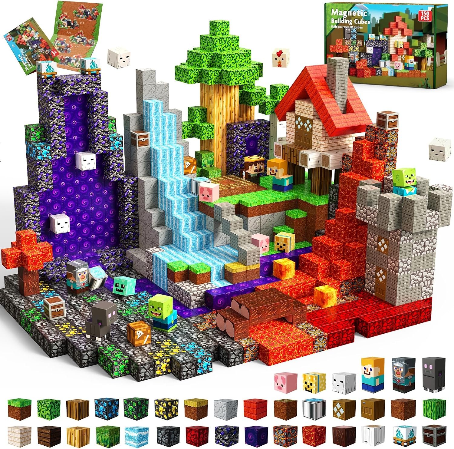 Magneverse Magnetic Blocks – 150 PCS Magnetic Building Blocks for Kids, Magnet Building Cubes for Boys Girls, STEM Montessori Sensory Toys Stacking for 3 4 5 6 7 8 9 10 11 12 13 Birthday Gift