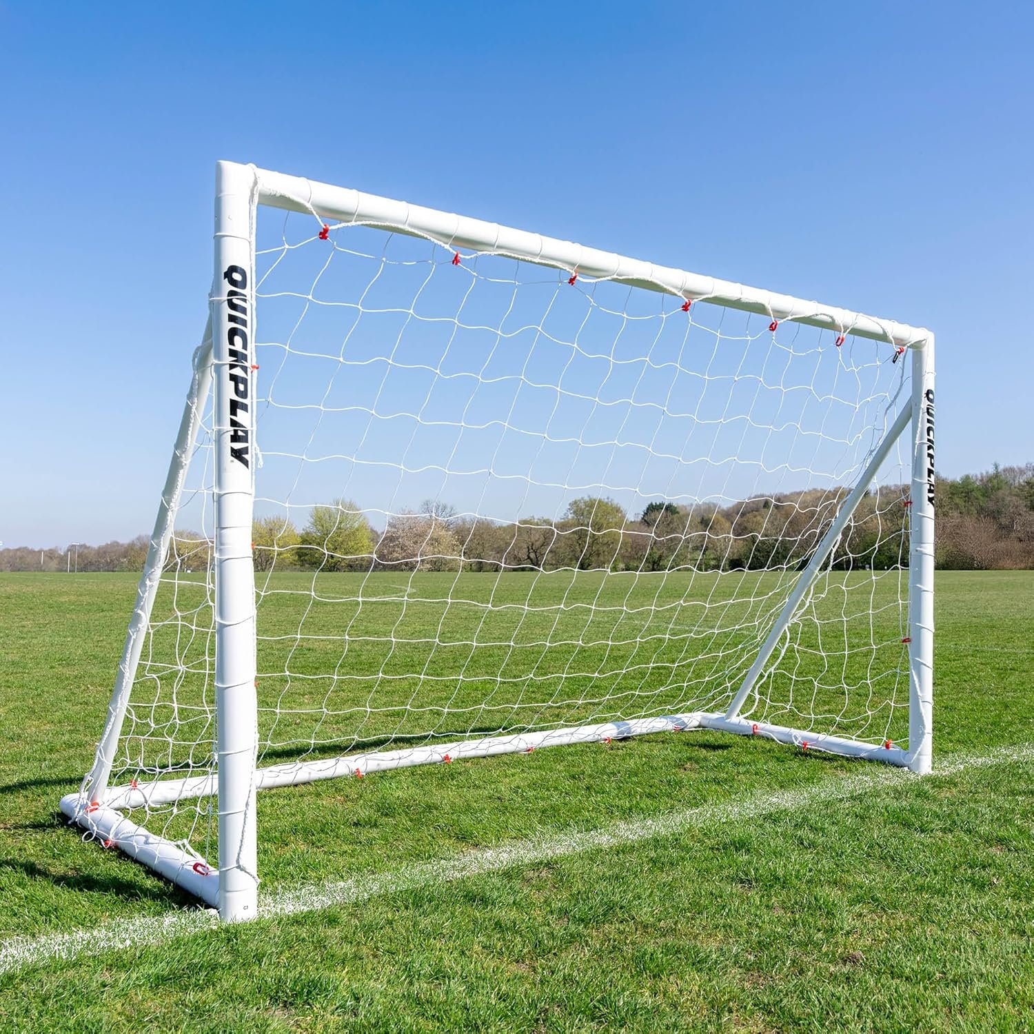 QUICKPLAY Q-Fold Soccer Goal | 30-Second Folding Design for Easy Setup | Portable & Weatherproof uPVC Soccer Goal for Backyard | Durable Post for Adults & Kids