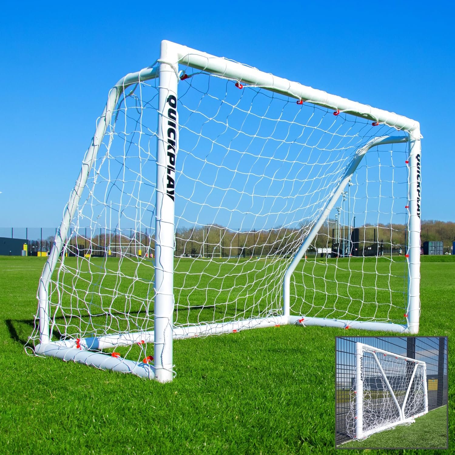 QuickPlay Q-Fold Match Soccer Goal – 30-Second Folding Design for Easy Setup | Portable Net for Backyard | Weatherproof Goal Post for Adults & Kids – [Single Goal]