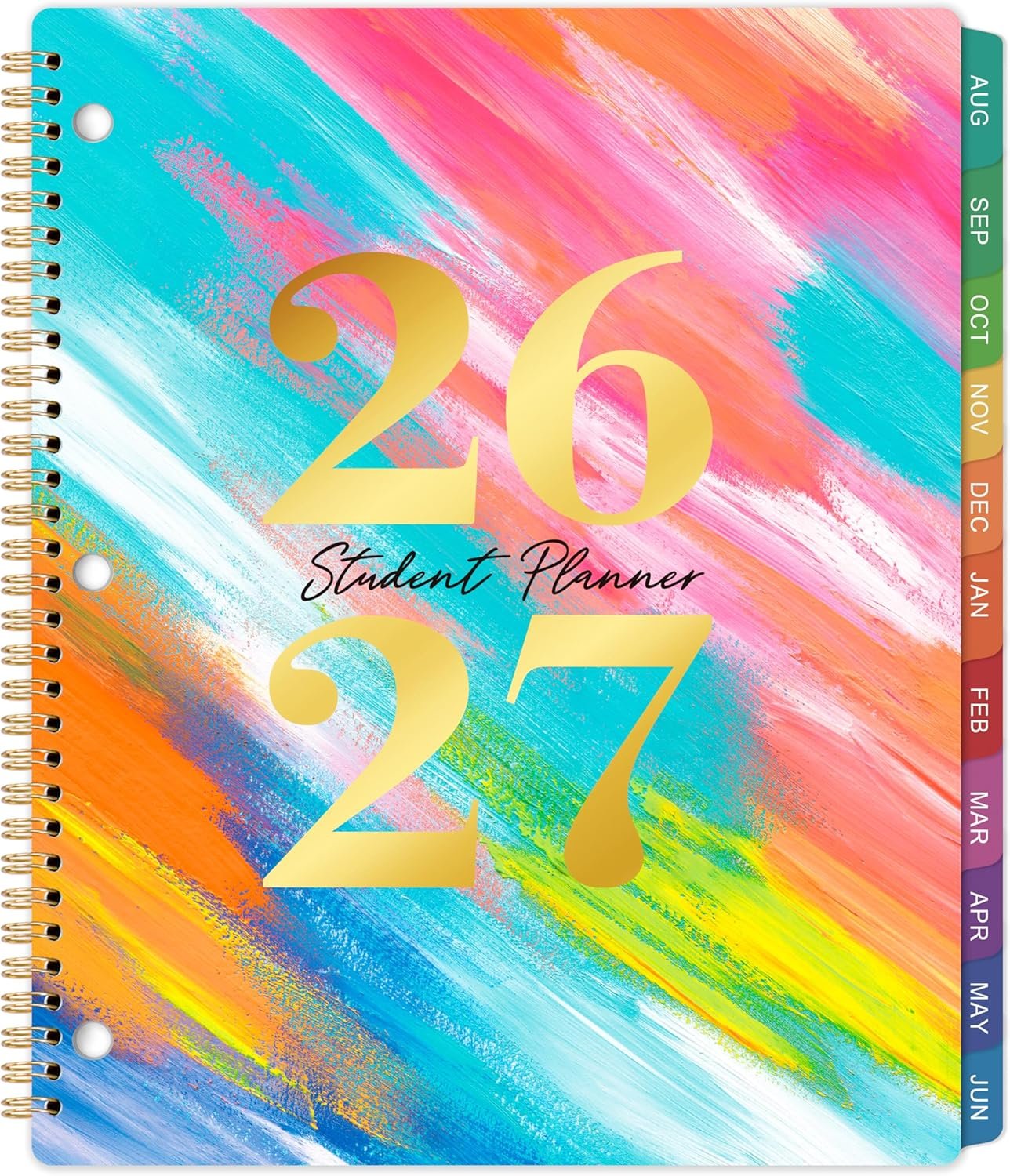 Student Planner 2026-2027 – School Planner, Aug. 2026 – Jun. 2027, 8.5″ x 11″, School Planner 26-27, 2026-2027 Academic Planner with 3-Hole Punched, Colourful Monthly Tabs & Stickers