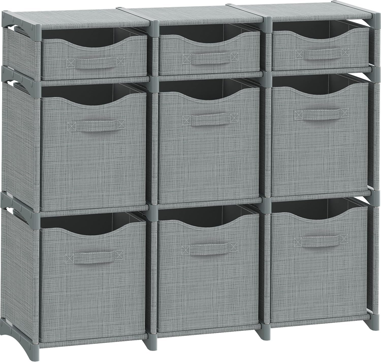 Cube Storage Organizer with Storage Bins Included – The Perfect Closet Organizers and Storage Solution. Includes 9 Storage Cubes, Great For Toy Storage, Closet Storage, Clothes Storage (Grey)