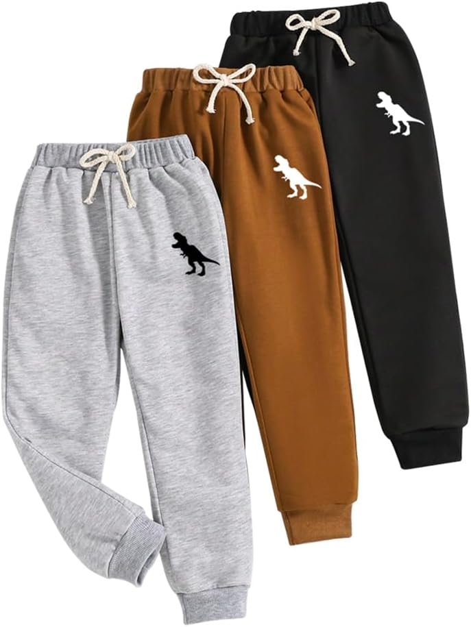Nivne Tco Toddler Boy Pants – 3 Pack Sweatpants – Dinosaur Graphic Print Toddler Jogger Pants