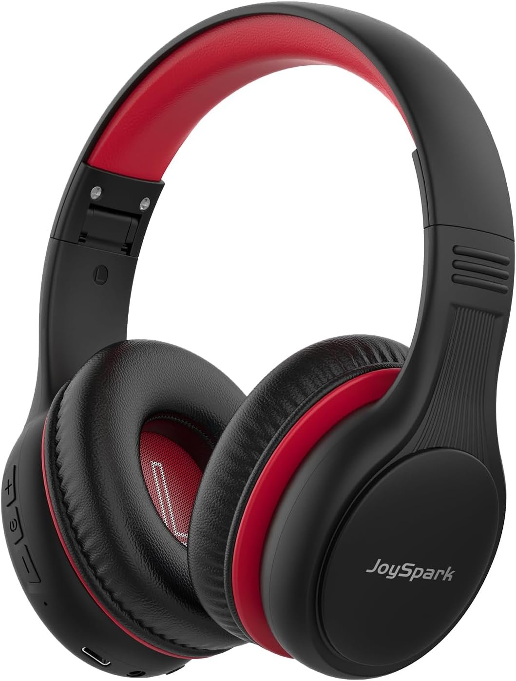 JoySpark Kids Bluetooth Headphones, 60 Hours Playtime, Bluetooth 5.4 Kids Headphones Wireless, Type-C Fast Charging, 85/94dB Volume Limited, Foldable Toddler Wireless Headsets with Mic-Black Red