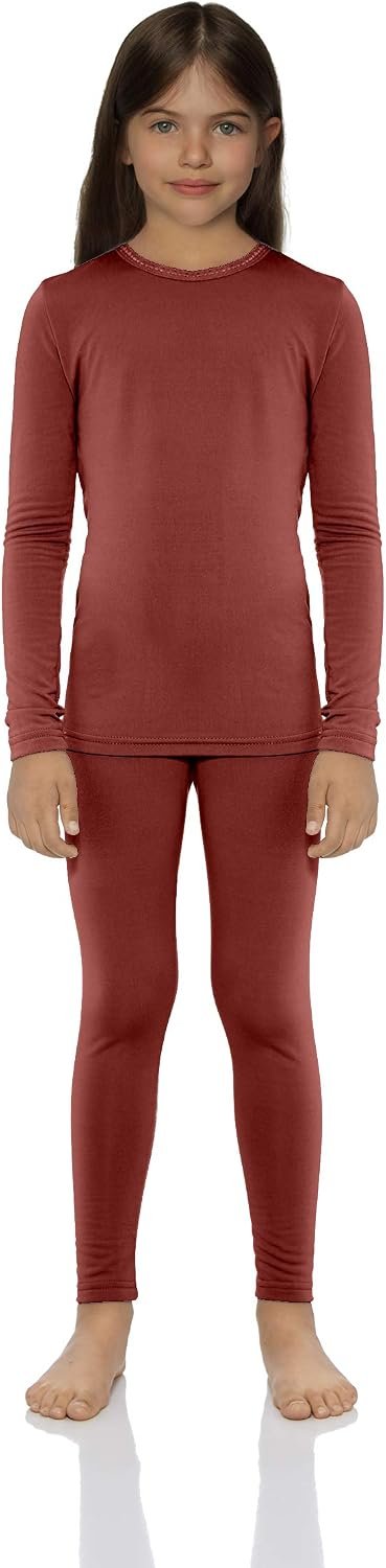 Rocky Thermal Underwear for Girls Cotton Knit Thermals Kids Base Layer Long John Pajamas Set