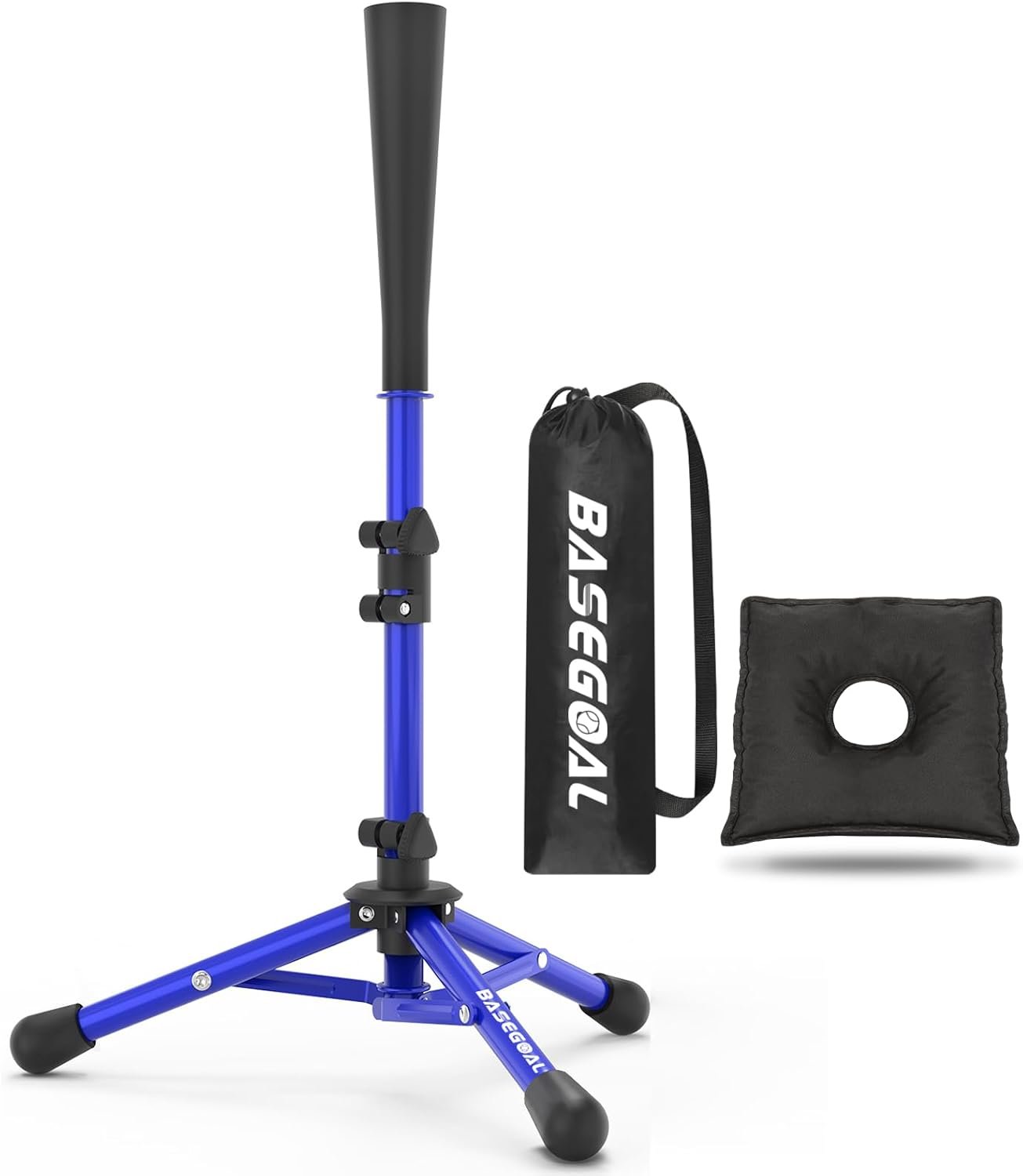 Baseball Tee with Sandbag for Stability,Portable Batting Tee | Tripod stand hitting tee; Adjustable height; Portable with carry bag, indoor & outdoor baseball practice use