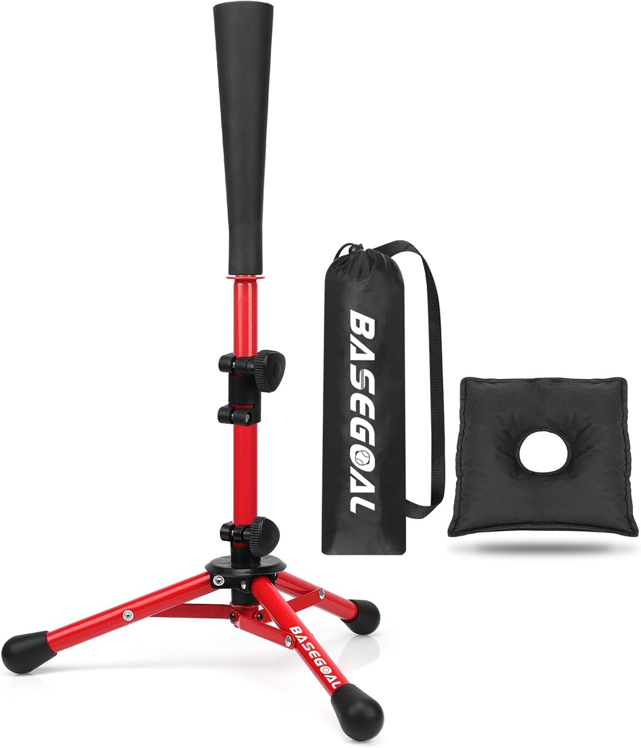 Baseball Tee with Sandbag for Stability,Portable Batting Tee | Tripod stand hitting tee; Adjustable height; Portable with carry bag, indoor & outdoor baseball practice use