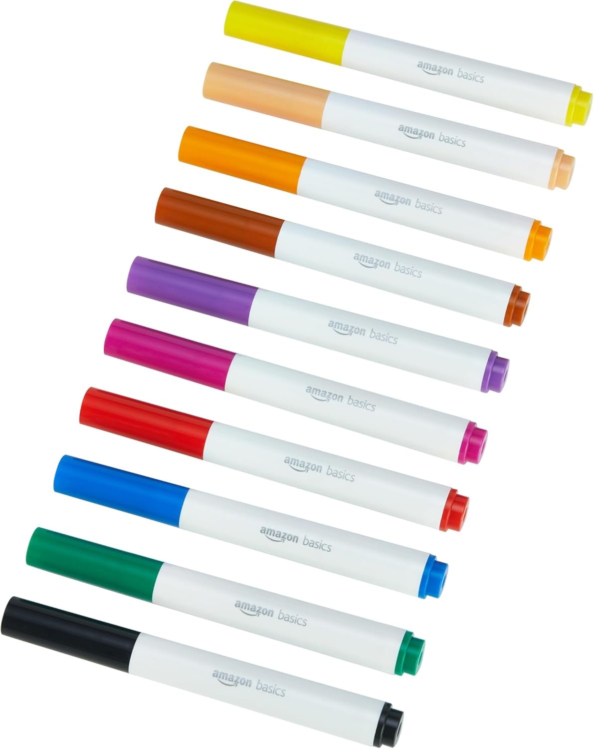 Amazon Basics Colored Washable Markers for Coloring and Drawing, Broad Line, Multicolored, 10-Pack