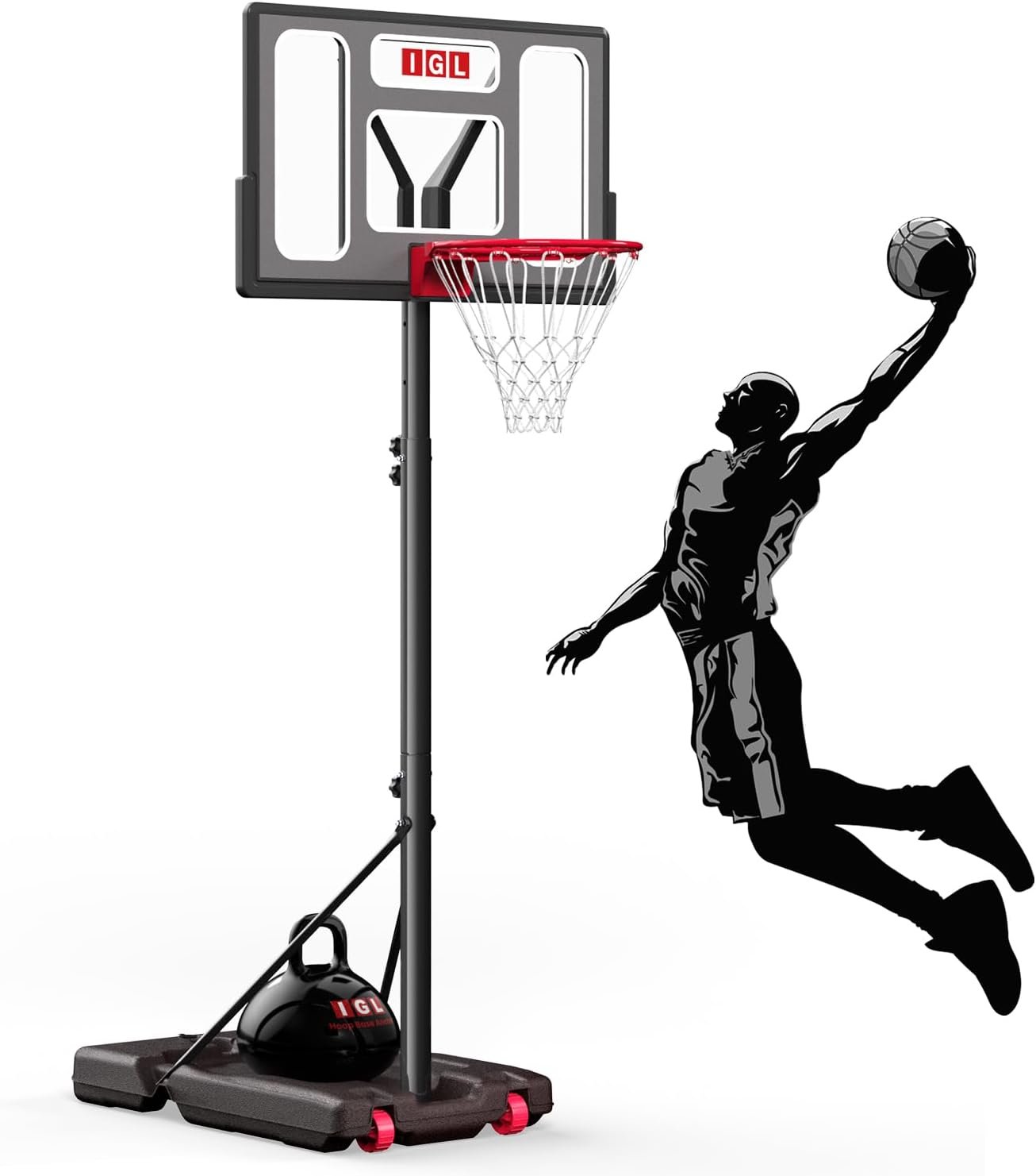 Portable Basketball Hoop, 5.6-10FT Adjustable Basketball Goal System, 40/44 Inch Outdoor Basketball Hoop & Goals for Kids, Youth, and Adults in The Backyard, Driveway with PC Backboard