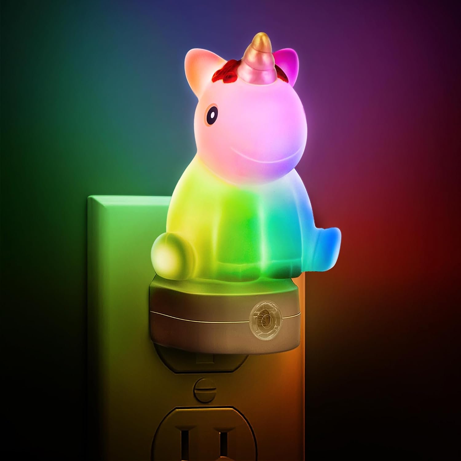L LOHAS LED Plug-in Night Light for Kids, Cute Color Changing Night Light | Dusk to Dawn Sensor, Christmas, Birthday Gift Nightlight for Girls & Kids, Room Decor, Bedroom, Hallway