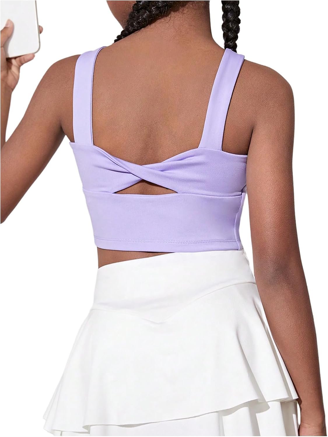 WDIRARA Girl’s Twist Back Sports Bras Backless Tank Top Workout Shirts | Twist Back, Backless, Workout, Dancewear, Cheer Practice Top