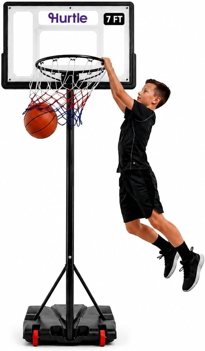 Kids Basketball Hoop Adjustable Portable Basketball Hoop for Kids Indoor Outdoor Play with Backboard Wheels Driveway Backyard
