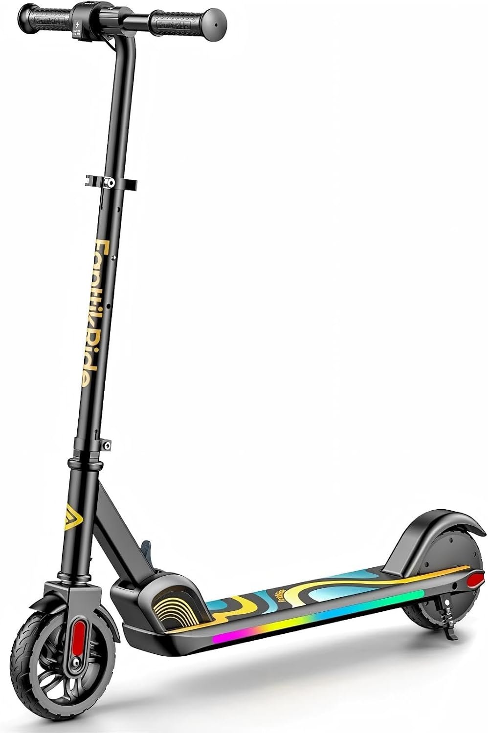 FanttikRide C9 Pro Kids Electric Scooter Ages 8-12, Colorful Rainbow Lights, E-Scooter for Kids 3.9-5.2 ft, 132 lbs, 5 Miles Range, Up to 40 min Ride Time, 5/8/10 MPH, 3 Adjustable Heights