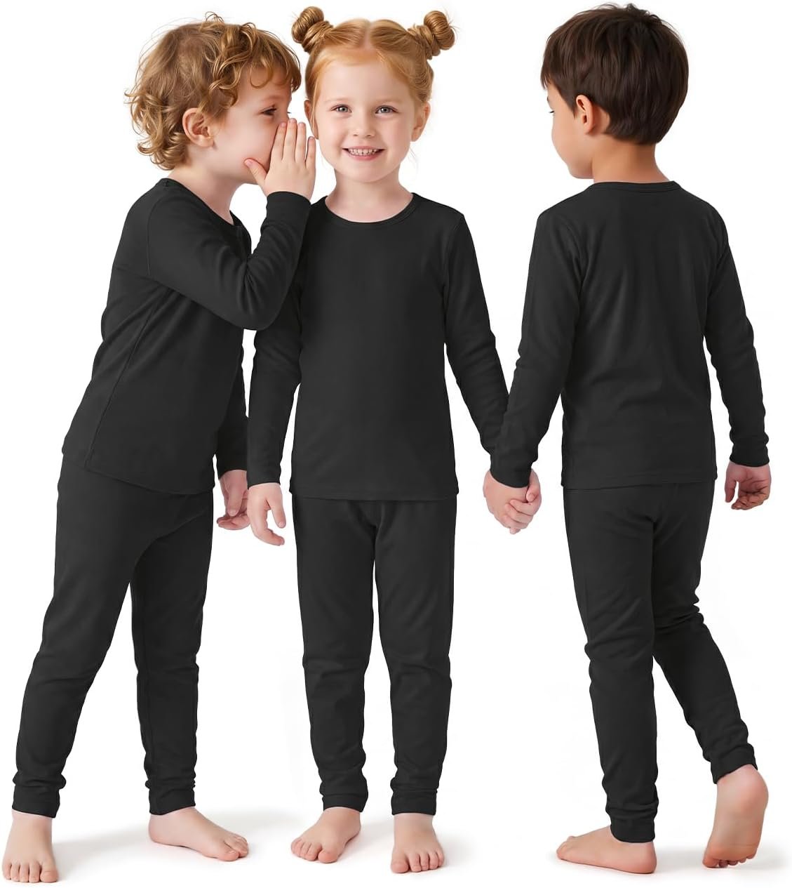 American Trends 3 Sets Thermal Base Layer, Underwear for Kids on Winter | Fleece Lined, Moisture Wicking, 4 Way Stretch Long Johns, Underwear for Skiing, Sledding, Snow Play