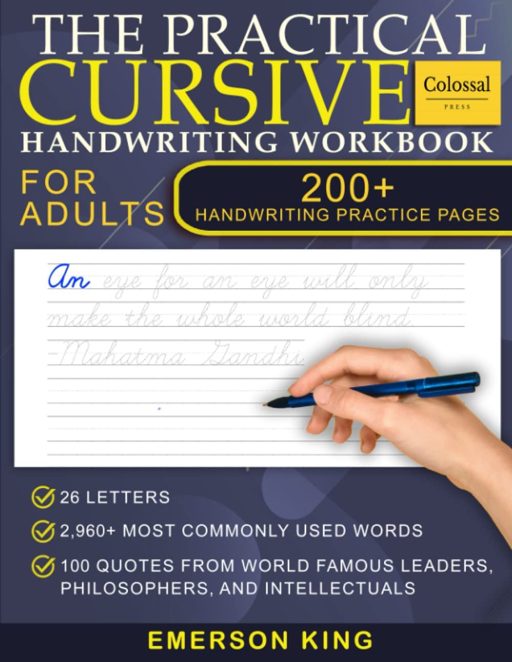 Cursive Handwriting Workbook for Adults – 200+ Pages of Handwriting Practice for Adults: Cursive workbook – hand writing practice books for adults. … for adults. Improve handwriting for adult