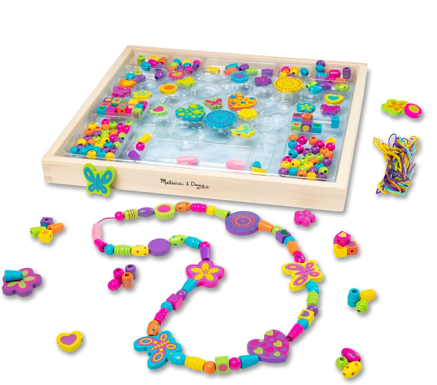Melissa & Doug Created by Me! Bead Bouquet Deluxe Wooden Bead Set with 220+ Beads for Jewelry-Making Kits for Kids 4+ – FSC Certified