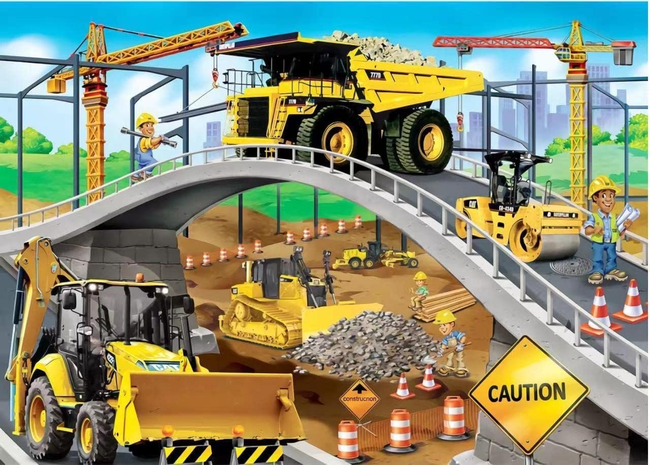 LELEMON Puzzles for Kids Ages 4-8,Construction Site 100 Piece Puzzles for Kids,Educational Kids Puzzles Jigsaw Puzzles in a Metal Box,Children 100 Piece Puzzle Games Puzzle Toys for Girls and Boys | Construction Site Kids Puzzles Jigsaw Puzzles for Kids Ages 6-8,Children 100 Piece Puzzle Games Puzzle Toy for Girls and Boys