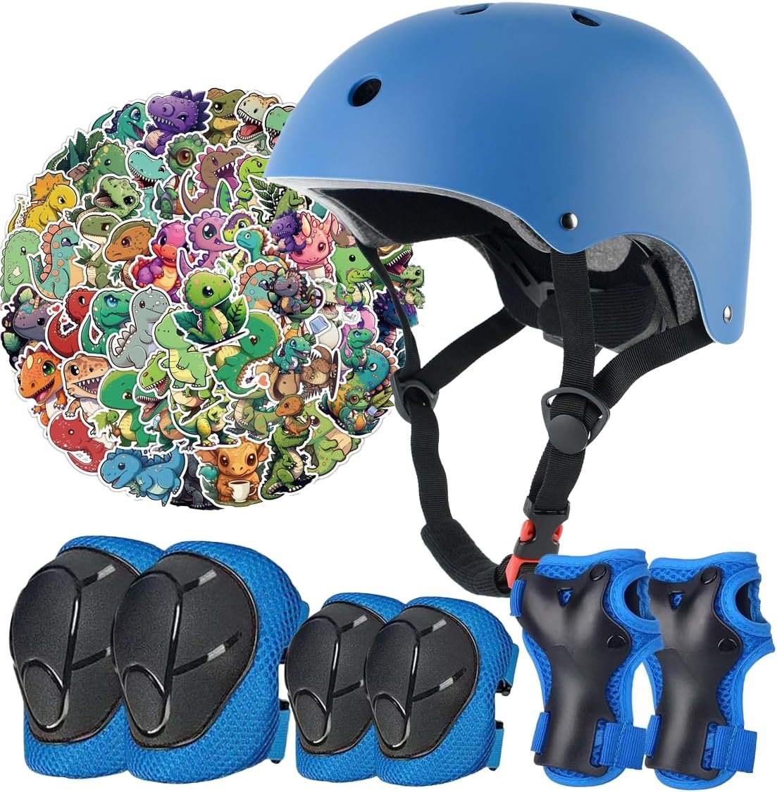 Kids Bike Helmet Set CPSC Certified Pink Ages 2-8 with Stickers | 7-in-1 Set, Knee Elbow Wrist Pads, 19 Vents, 280g, Adjustable 18-22″, Multi-Sport, Boys Girls, Skateboard Scooter