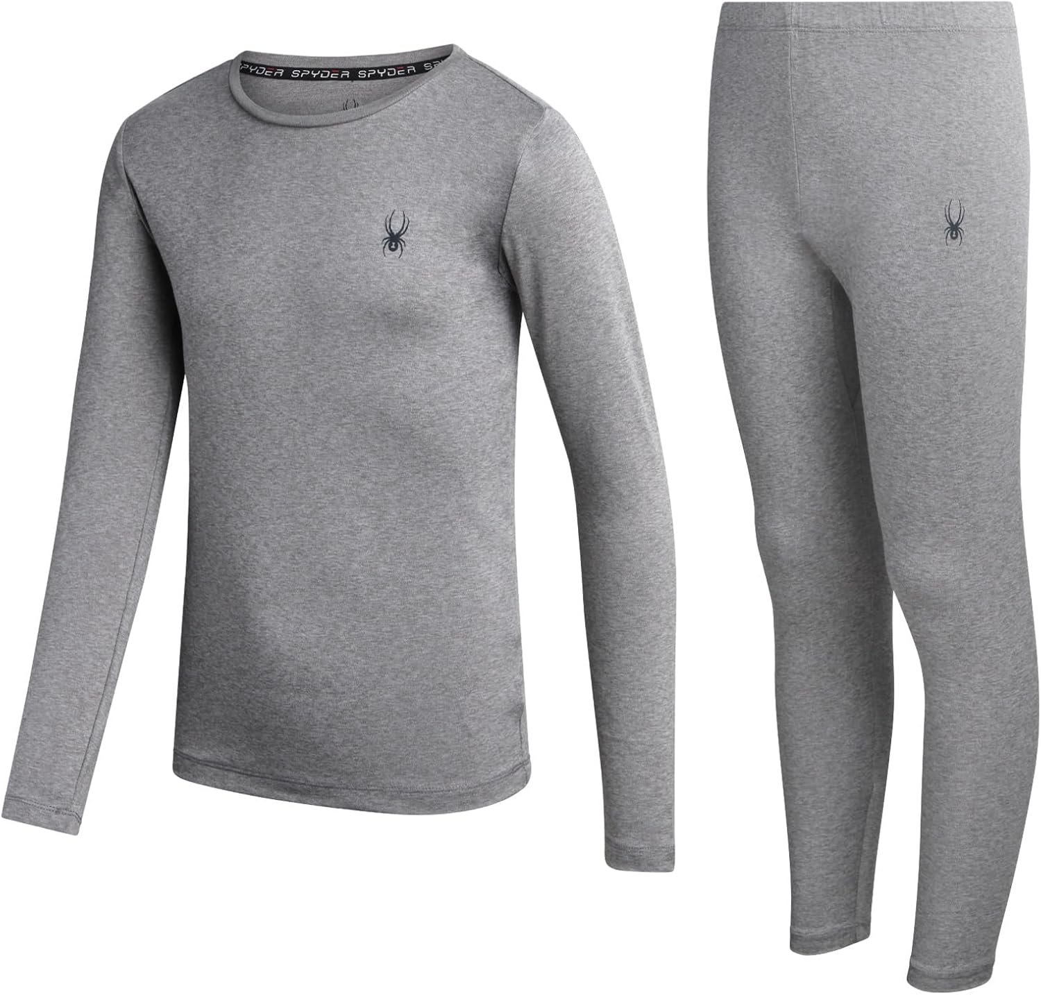 Spyder Kids Thermal Underwear Set – 2-Piece Moisture Wicking Stretch Soft | Soft Stretch Base Layer, Warm Breathable Comfort for Boys and Girls on Cold-Weather Winter Days