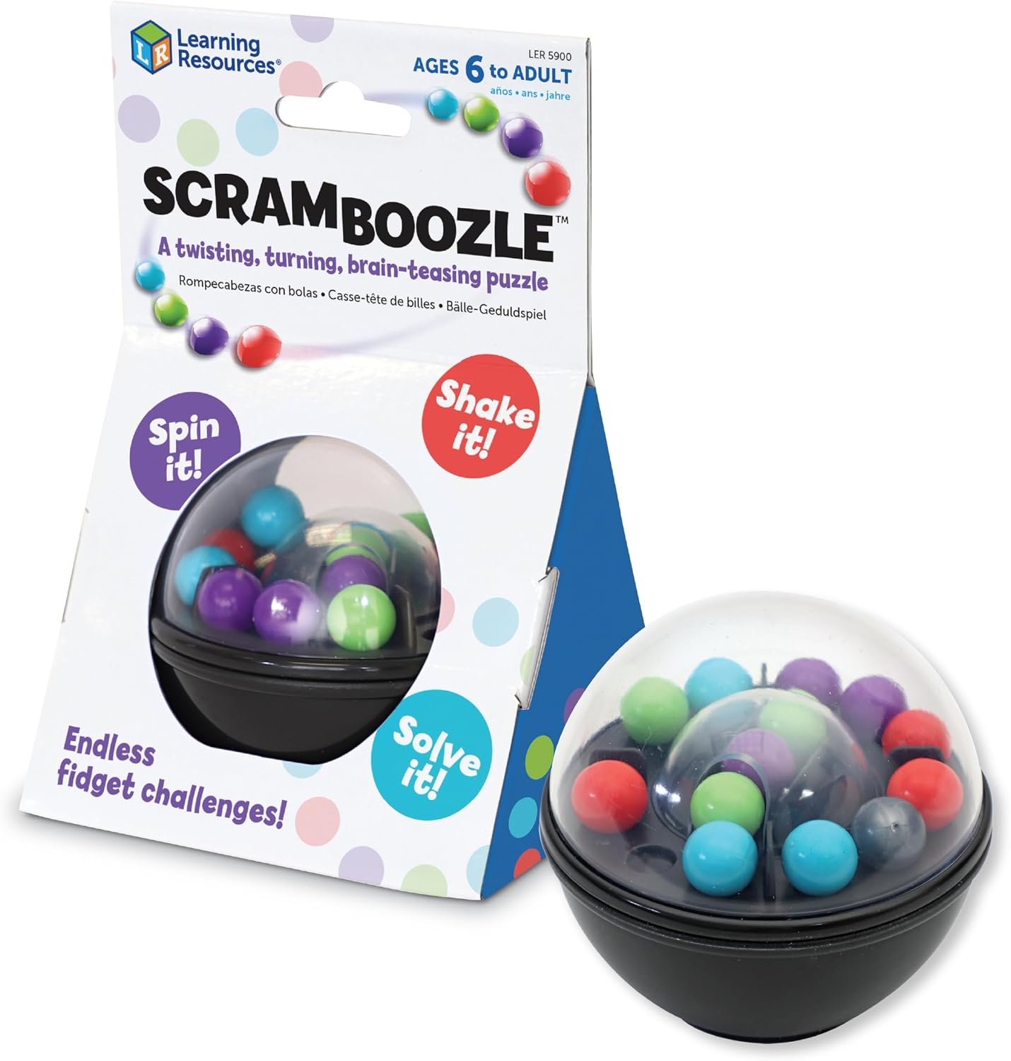 Learning Resources Scramboozle Puzzle Ball – 3D Brain Teaser Puzzles for Kids and Adults, Puzzles for Teens, Problem Solving Puzzle Games, Travel Games, Fidget Toys, Gifts for Boys and Girls