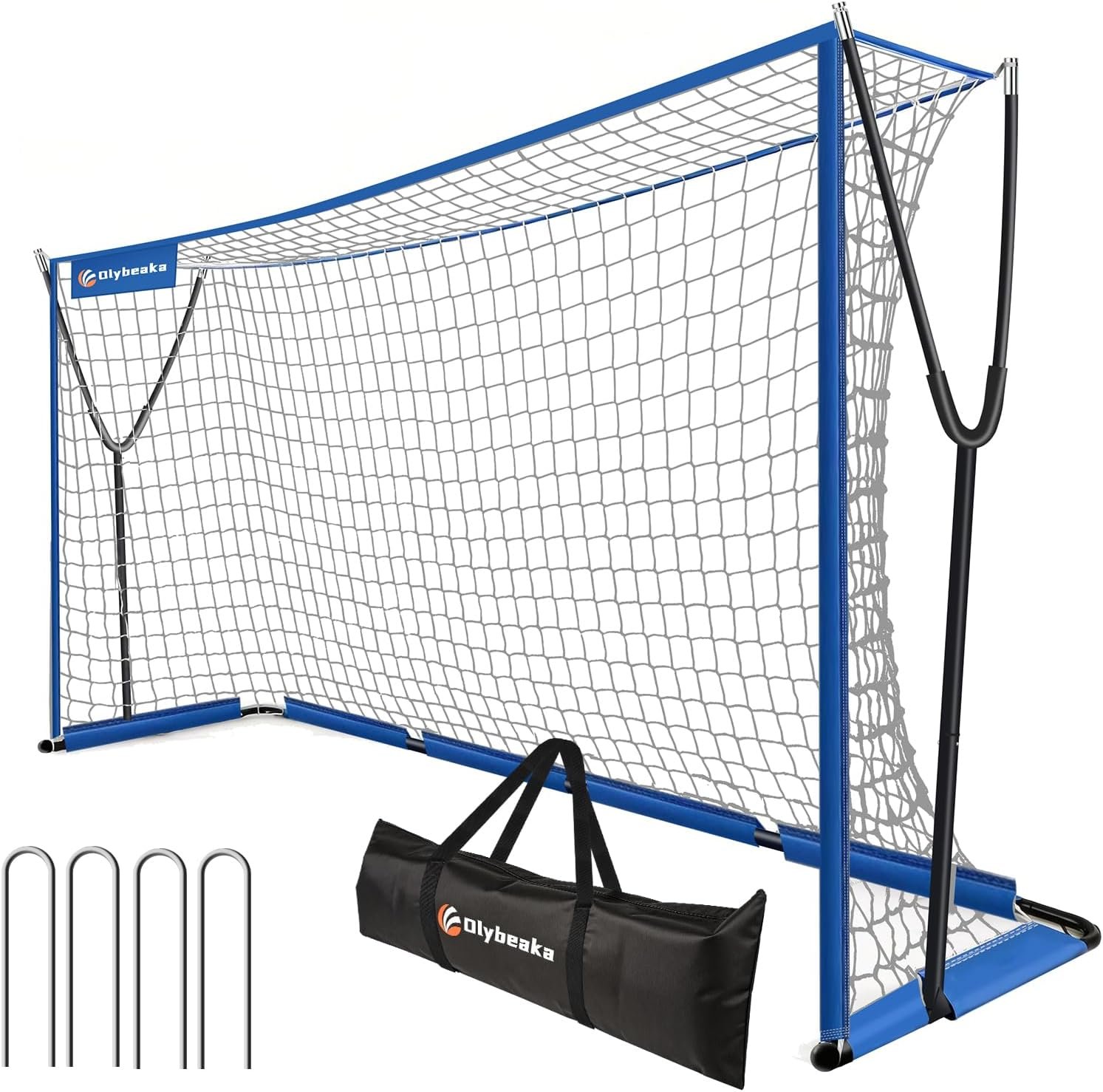 12×6 FT Soccer Goal for Backyard with Stable Outward Angled Metal Frame | Easy Setup Soccer Goal Net with Carry Bag, 7-ply Tetoron, Ground Stakes for Youth & Adult Indoor Outdoor Practice