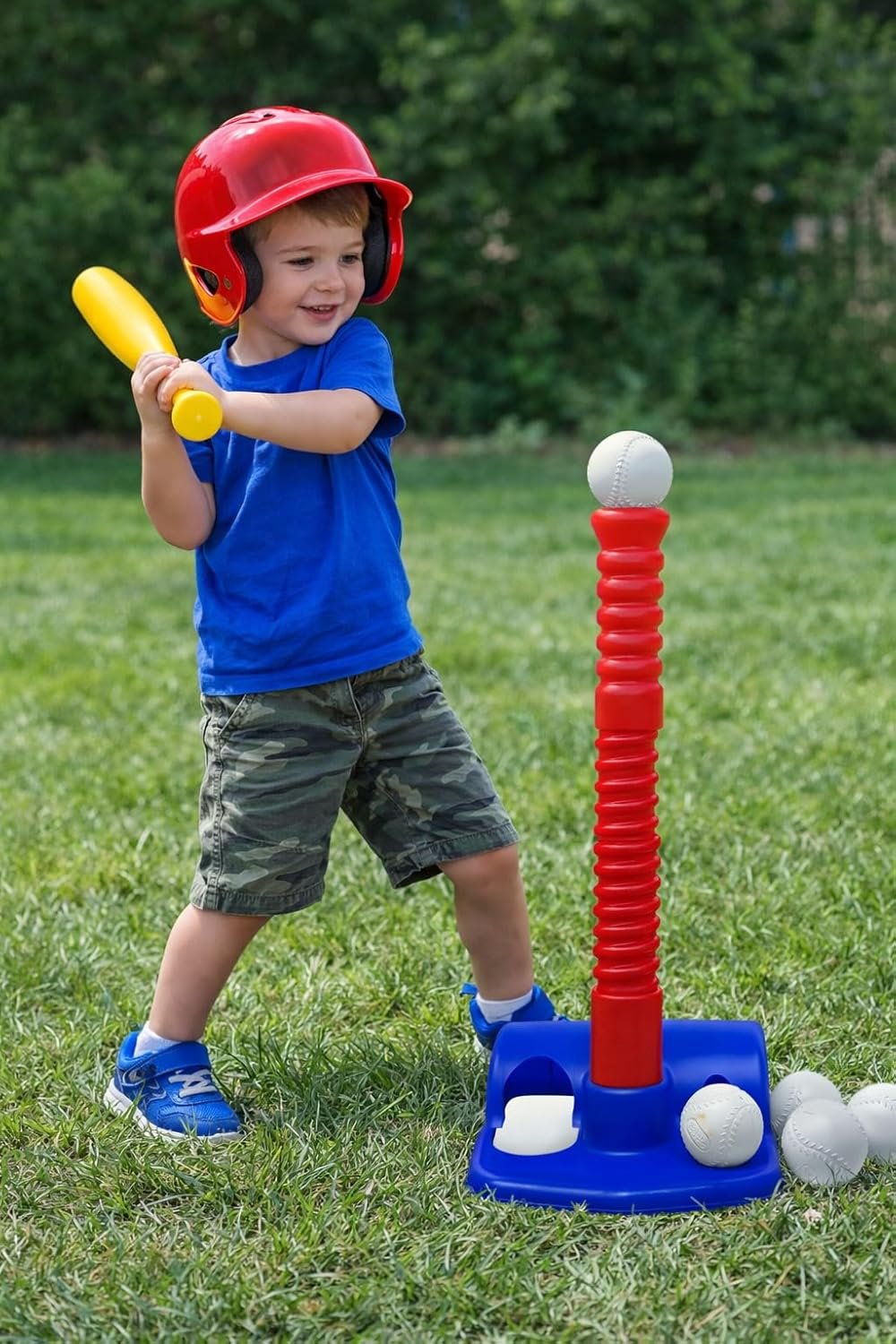 Kids Tee Ball Set with 10 Balls – Adjustable Height Batting Tee for Toddlers & Kids – Indoor Outdoor Baseball Training Toy for Beginners