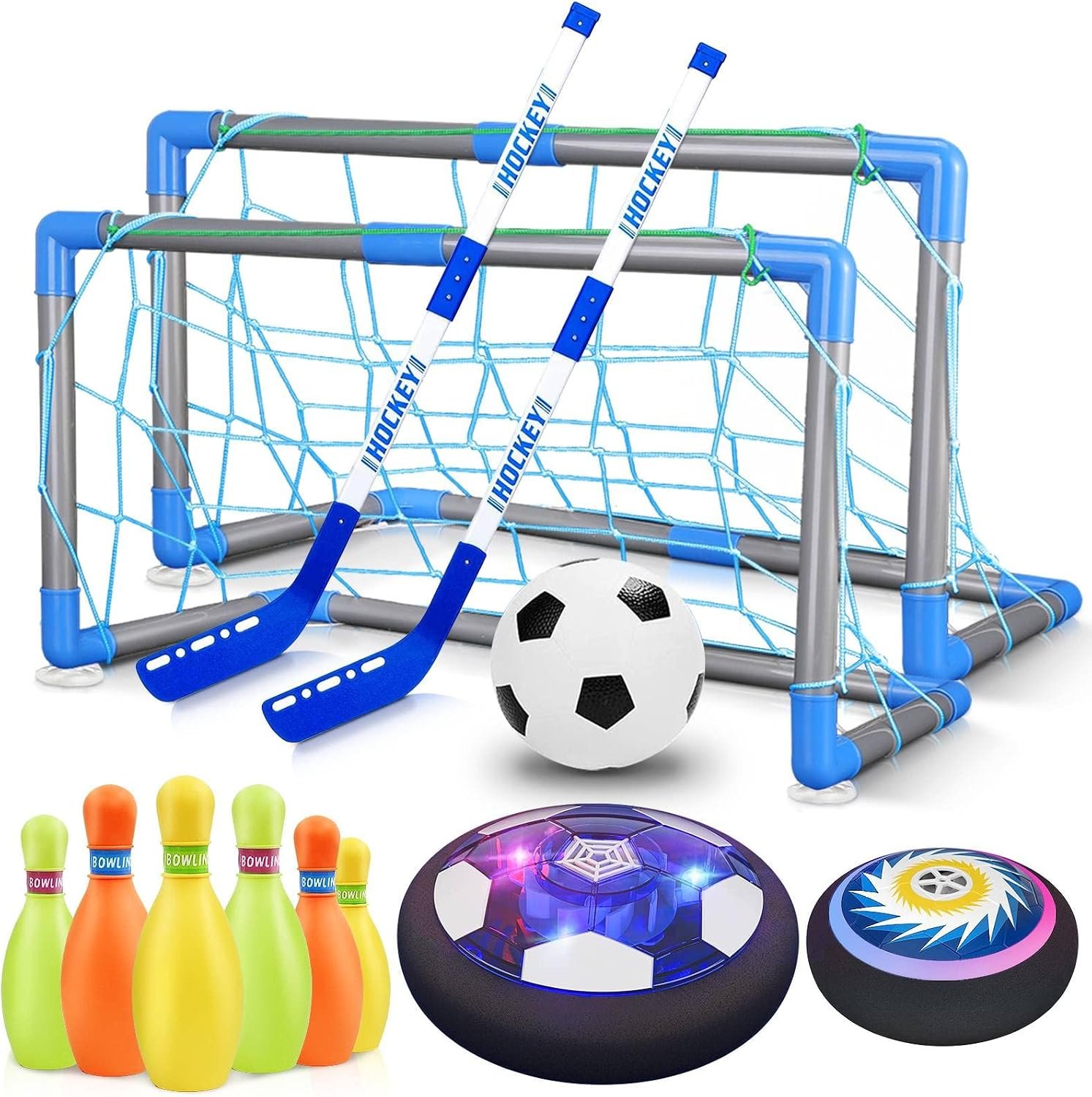 HopeRock 3 in 1 Hover Soccer, Hockey and Bowling Set for Kids Ages 3-12