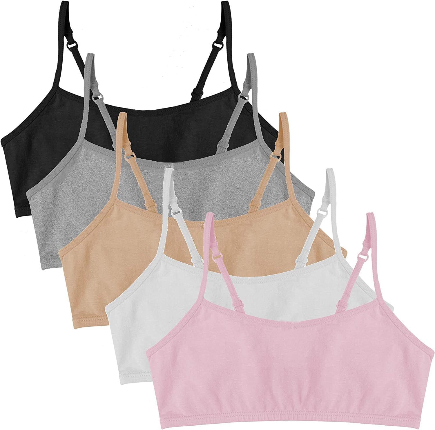 Popular Cotton Girls Training Bra – Crop Cami Training Bras for Girls with Adjustable Straps. Cotton Bra Pack.