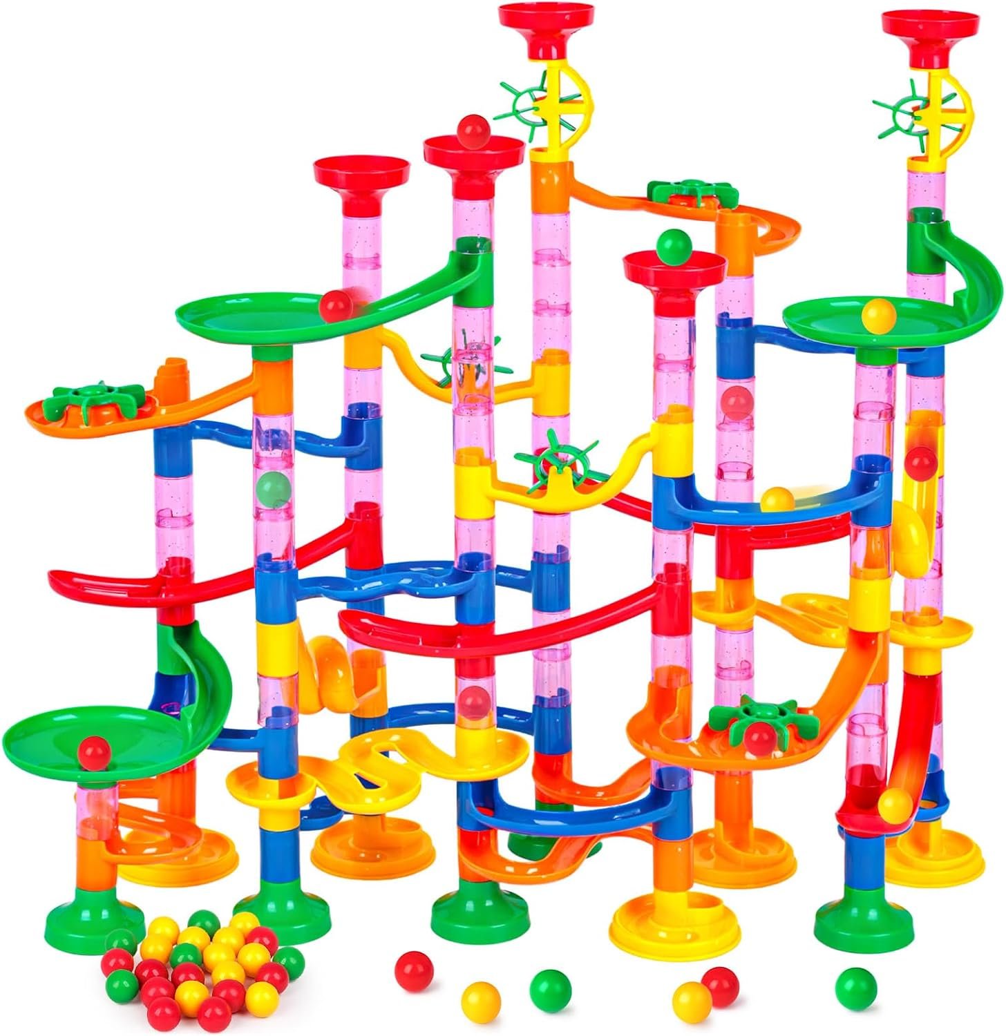 LovesTown Marble Run, 133 PCS Marble Maze Game | Construction Building Blocks Toys, Learning Toys,Kids and Parent-Child Games, Birthday Gift for Kids