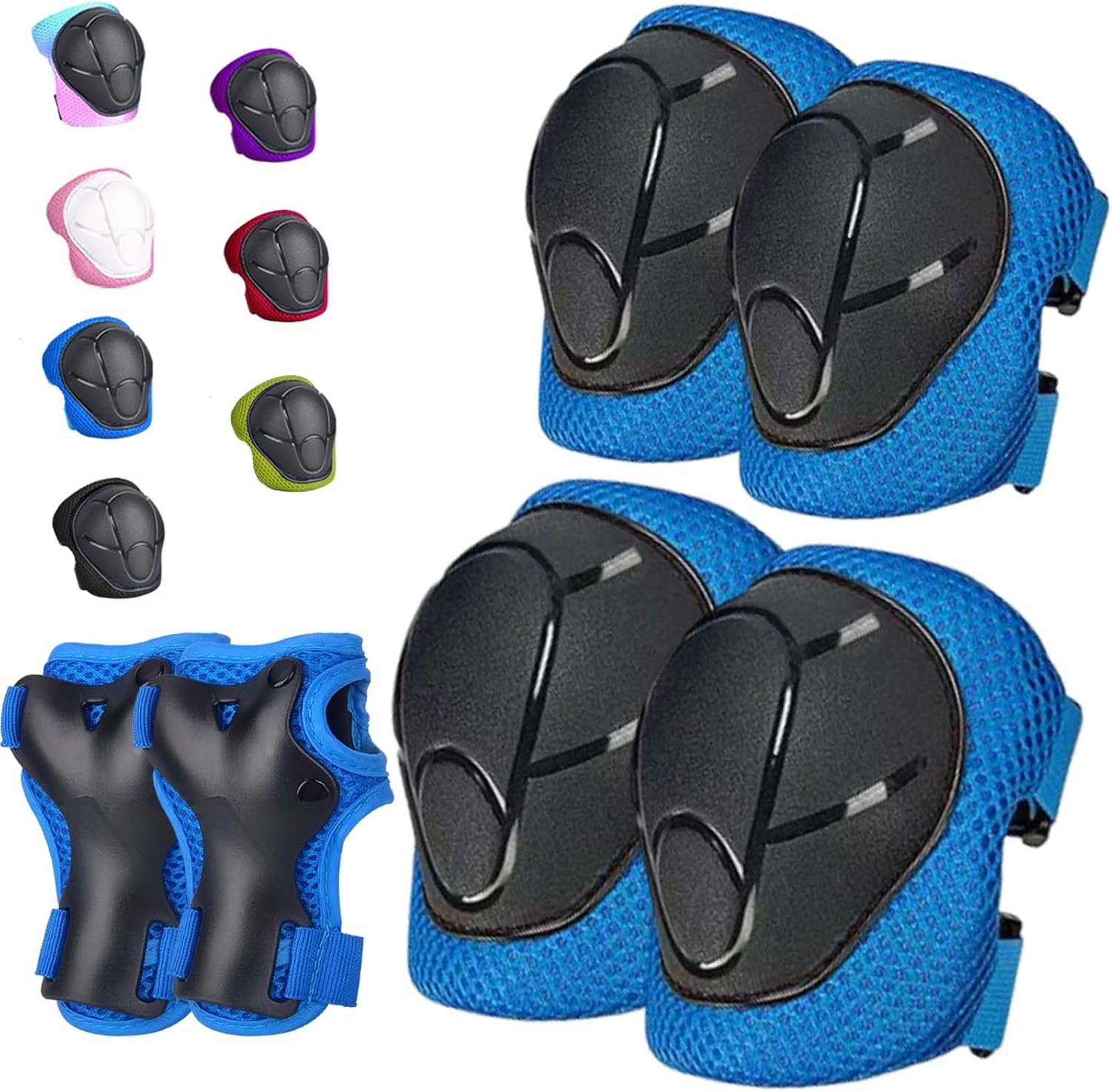 Kids/Youth Knee Pads Elbow Pads for 3-14Years Boys Girls 6 in 1 Kids Protective Gear Set Adjustable for Skating Cycling Bike Rollerblading Scooter Roller Skates