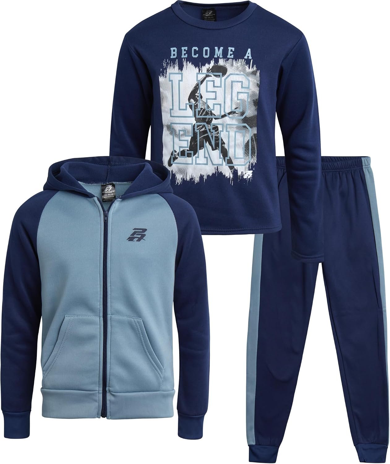 Pro Athlete Boys Tracksuit Set – 3 Piece Long Sleeve Graphic Tees Fleece Zip Up Hoodie Sweatshirt and Sweatpants for Boys