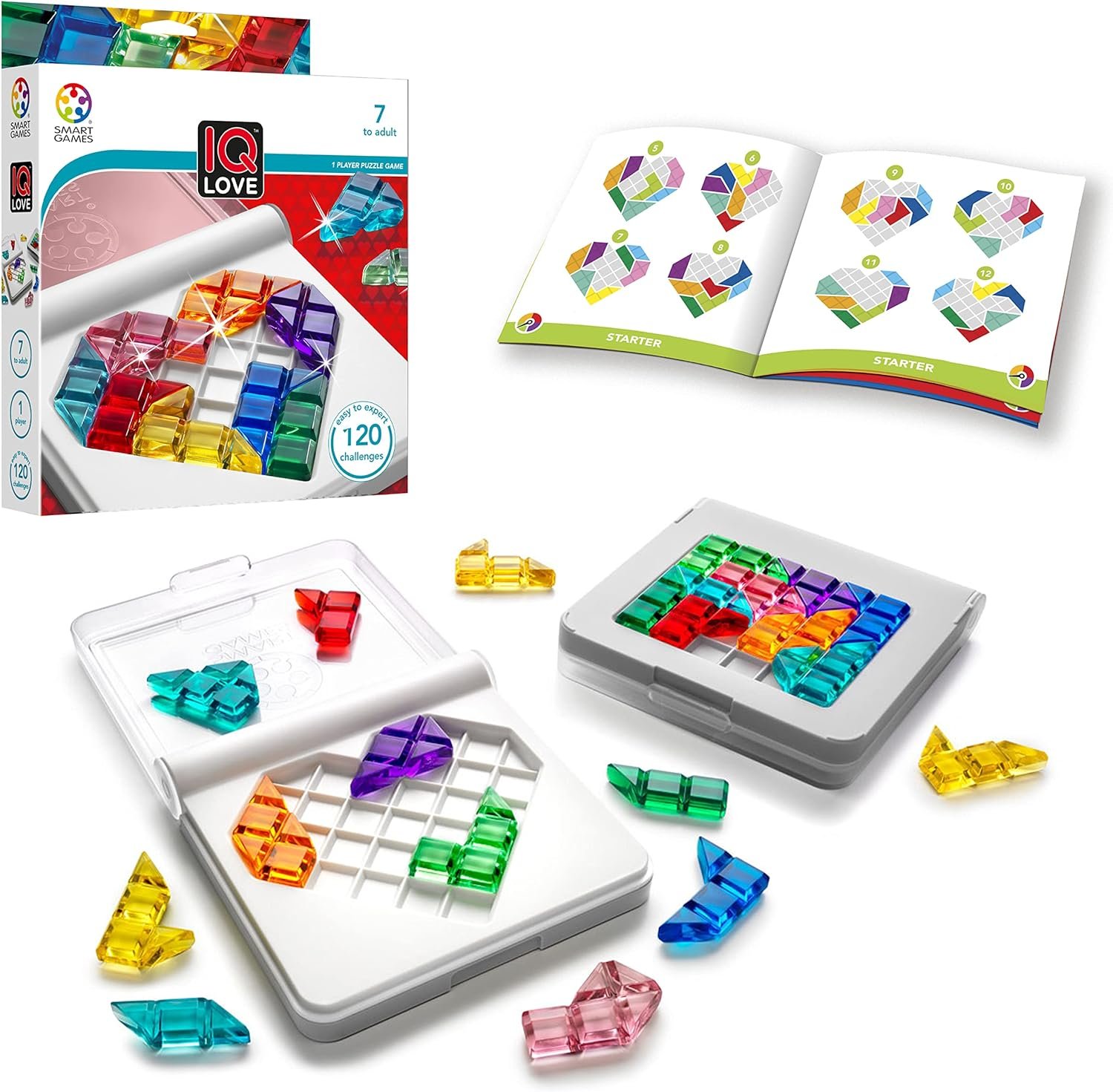 SmartGames IQ Love Travel Puzzle Game with 120 Challenges for Ages 7 – Adult