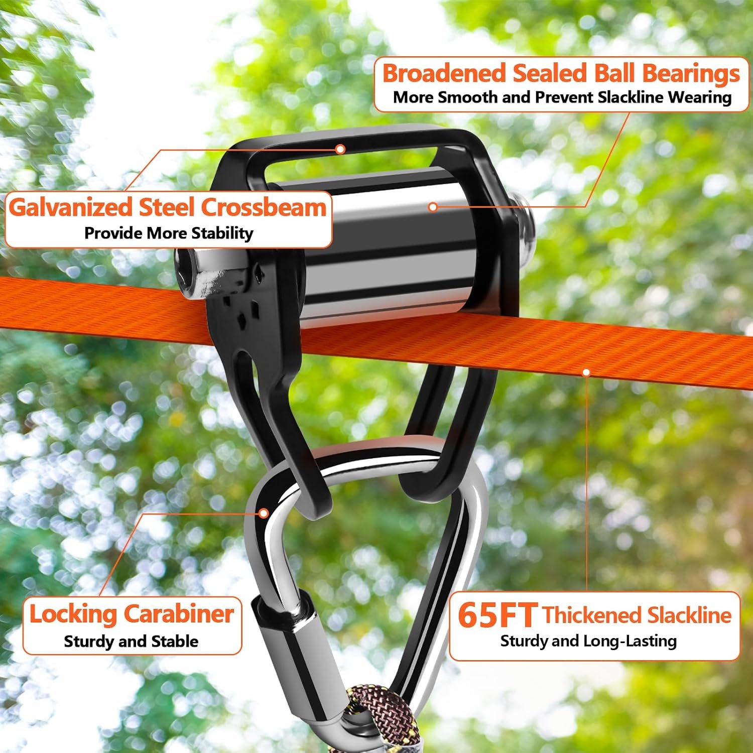 2-in-1 Zip Line Slackline Kit for Kids and Adults- Outdoor Play Equipment | Quick 5-Min Setup for Backyard Obstacle Course – 250 lb Capacity for Boys and Girls