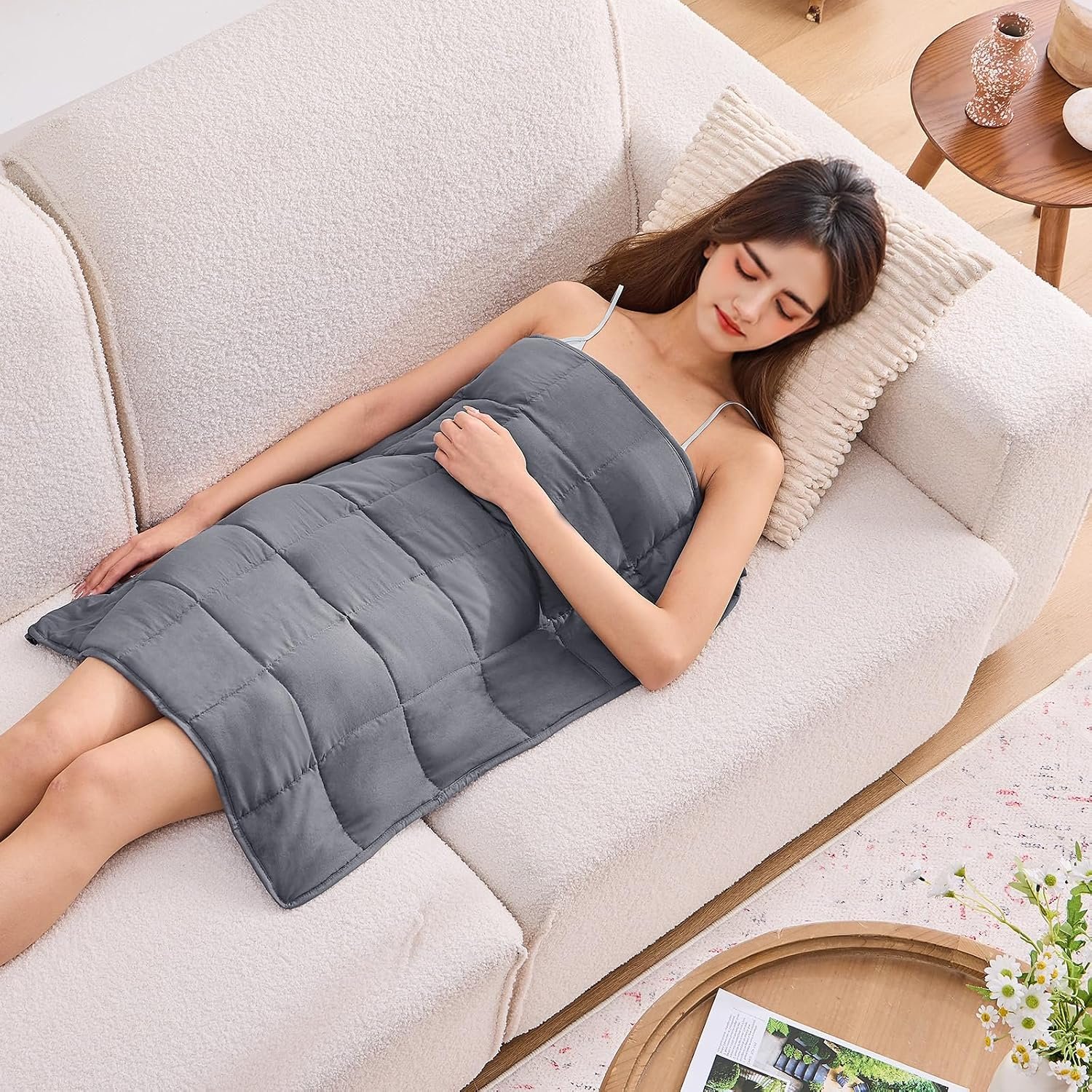 Weighted Blanket for Adults 5lbs, 24″x29″, Cooling Heavy Throw Blanket, Microfiber Soft Big Blankets Weighted Comforter, Grey