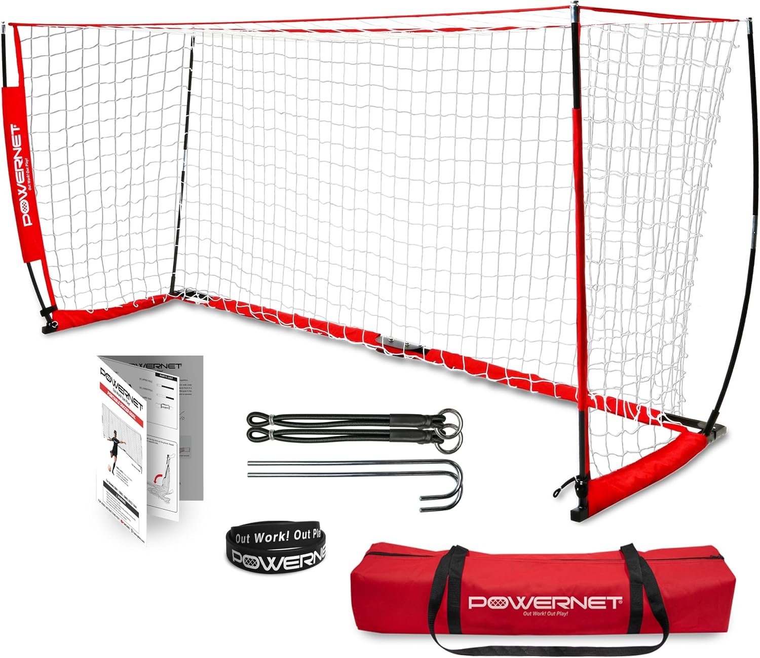 PowerNet Soccer Goal for Backyard, 3Mx2M / 6×4 / 8×4 / 12×6 / 14×7 /18.5×6.5 / 21×7 / 24 x 8 Portable Soccer Net, Sports & Outdoors Training Equipment, Quick Setup 1 Goal & Zipper Storage Bag