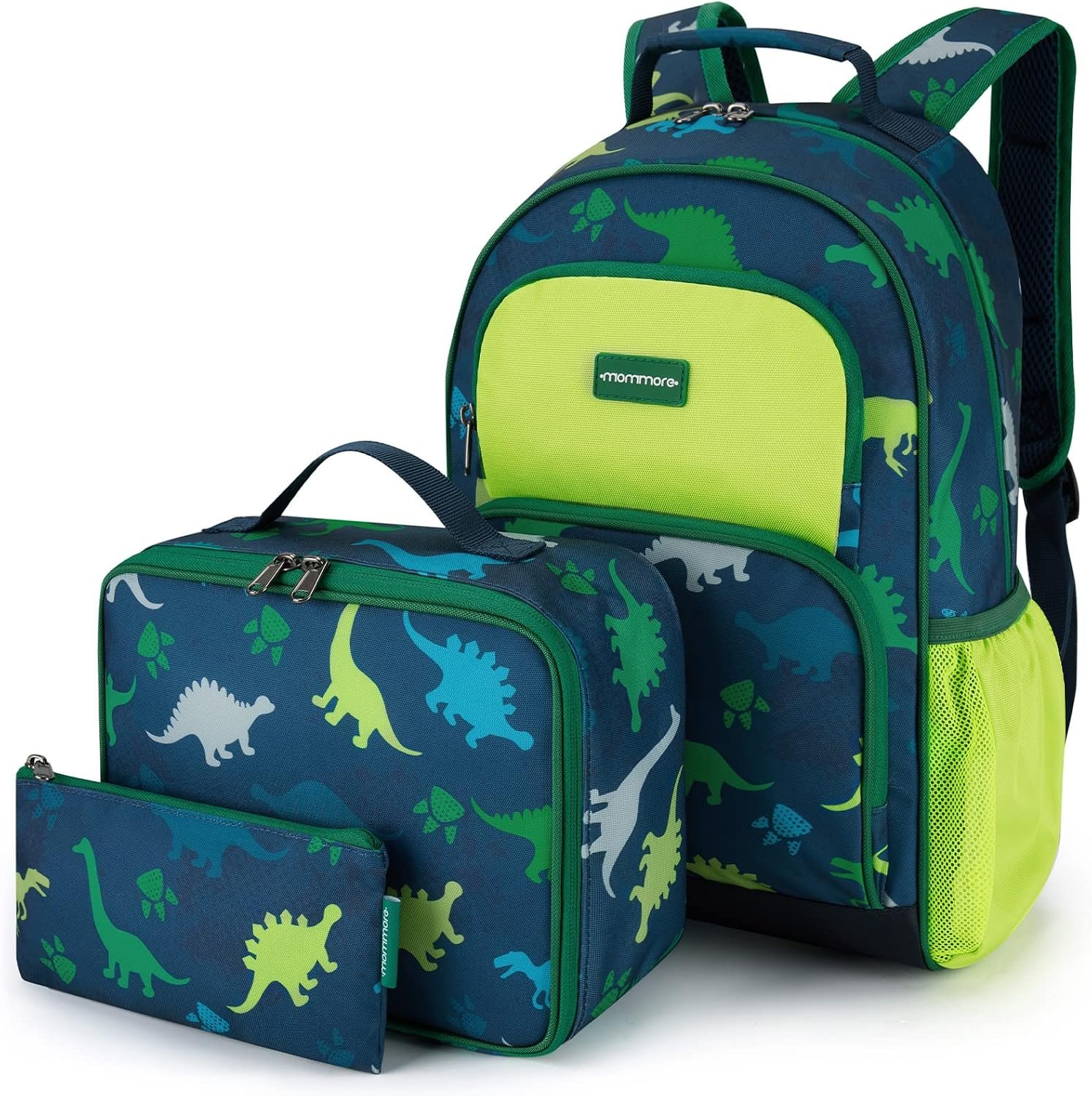 mommore Kids Backpack Set Kindergarten School Bookbag for Boys Girls 4-8 | Preschool Elementary Backpack, 3 PCS with Lunch Box & Pencil Case, 15L Fits Folders, Lightweight Travel Daypack