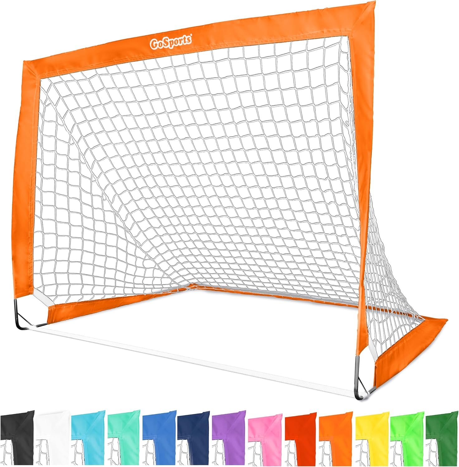 GoSports Portable Soccer Goals for Kids – 13 Color Options – Choose 4 x 3 ft or 6 x 4 ft – Team Tone Pop Up Nets for Backyard