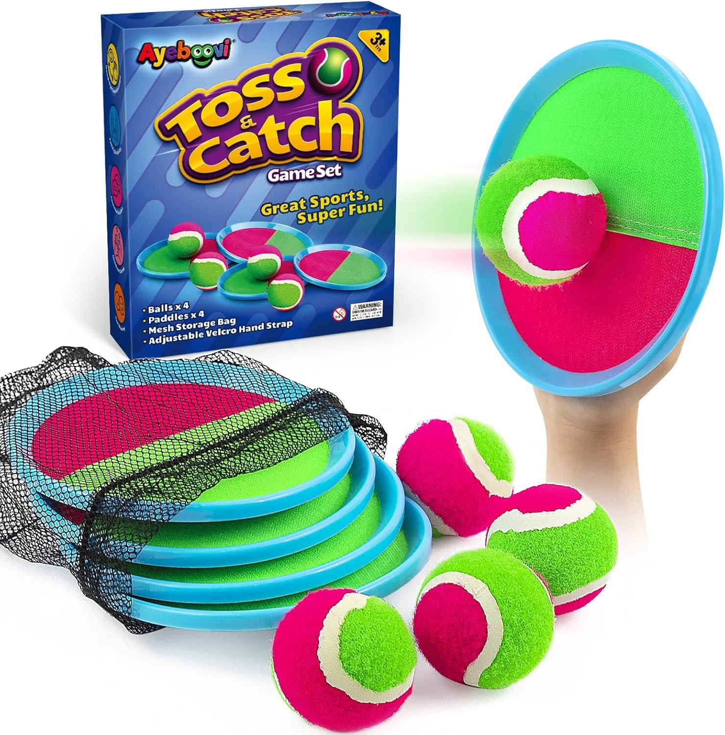 Ayeboovi Toss and Catch Ball Game Outdoor Toys for Kids Yard Games Beach Toys Outside Games for 3 4 5 6 7 8 9 10 Year Old Boys Girls (Upgraded) | Beach Pool Outside Yard Camping Games for Kids & Family, 3 4 5 6 7 8 9 10 11 12+ Year Old Boys Toys Birthday & Holiday Gifts