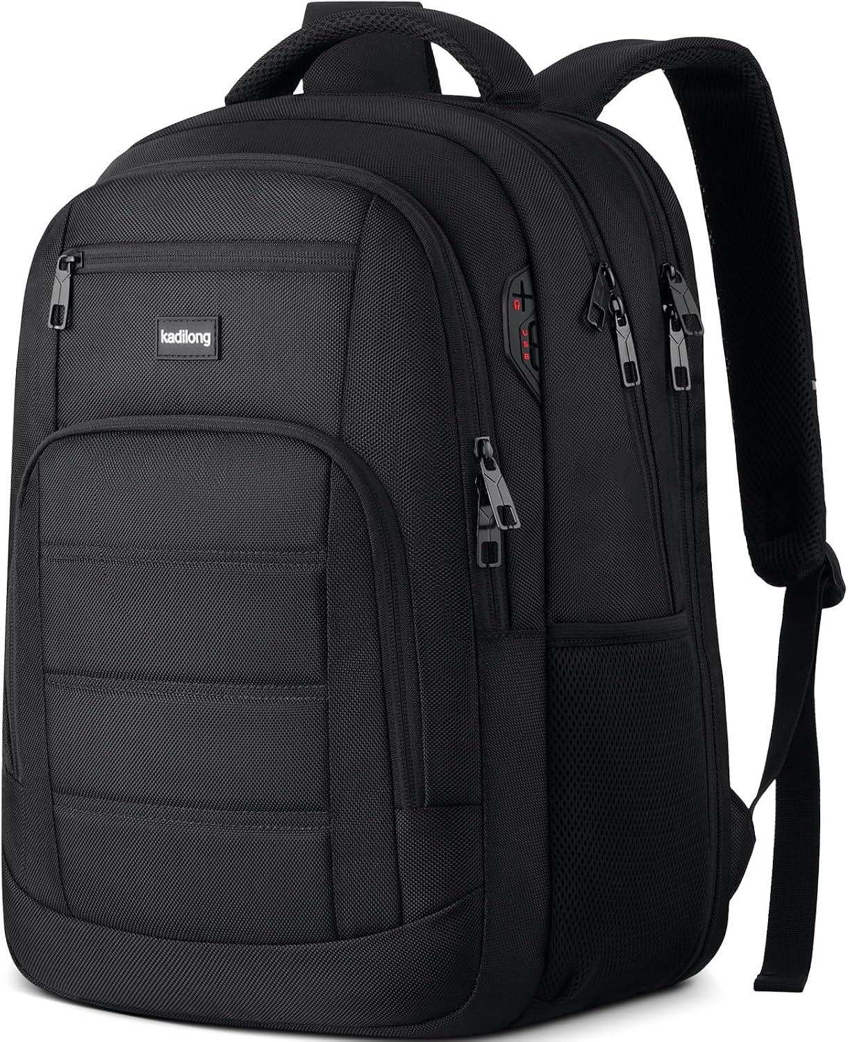 kadilong School Backpacks for Teen Boys Laptop Backpack Men,Bookbag College Computer Bag with USB Charging Port for Work Business Middle High School Student,Black