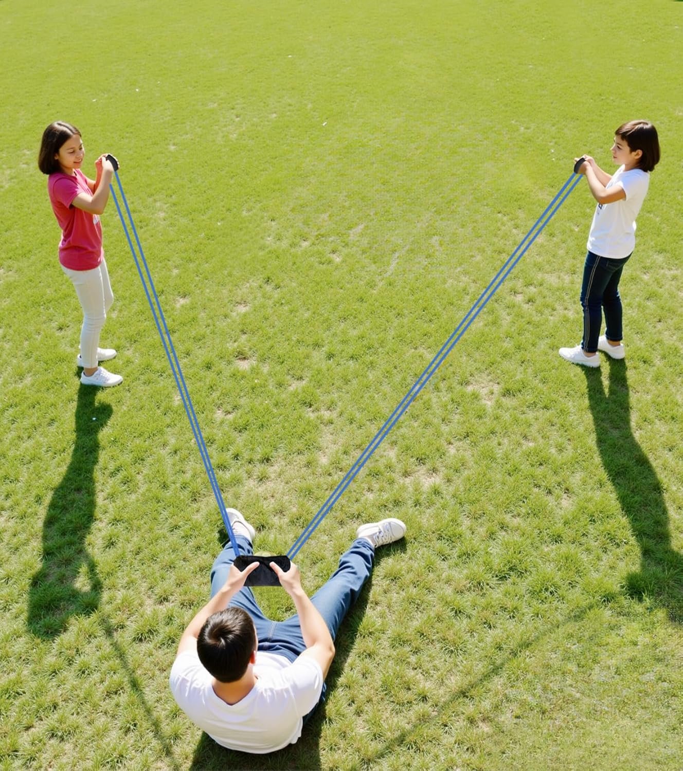 Water Balloon Launcher Slingshot 3 Man Slingshot 300 Yd Outdoor Game (blue) | Durable 800D Oxford, High Elastic Rubber, Multi Use Fun, Lightweight 5oz Design