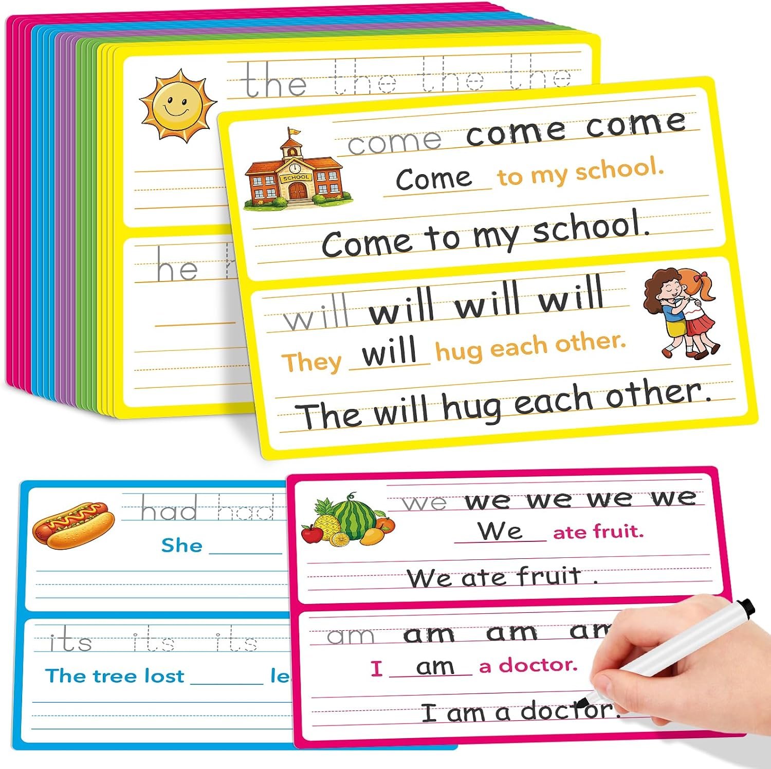 Sight Words Flash Cards Sentence Building for Kids Phonics Games | Flash Cards Workbooks, 1st 2nd Grade Kindergarten Preschool Learning Activities Classroom Must Haves Homeschool Supplies