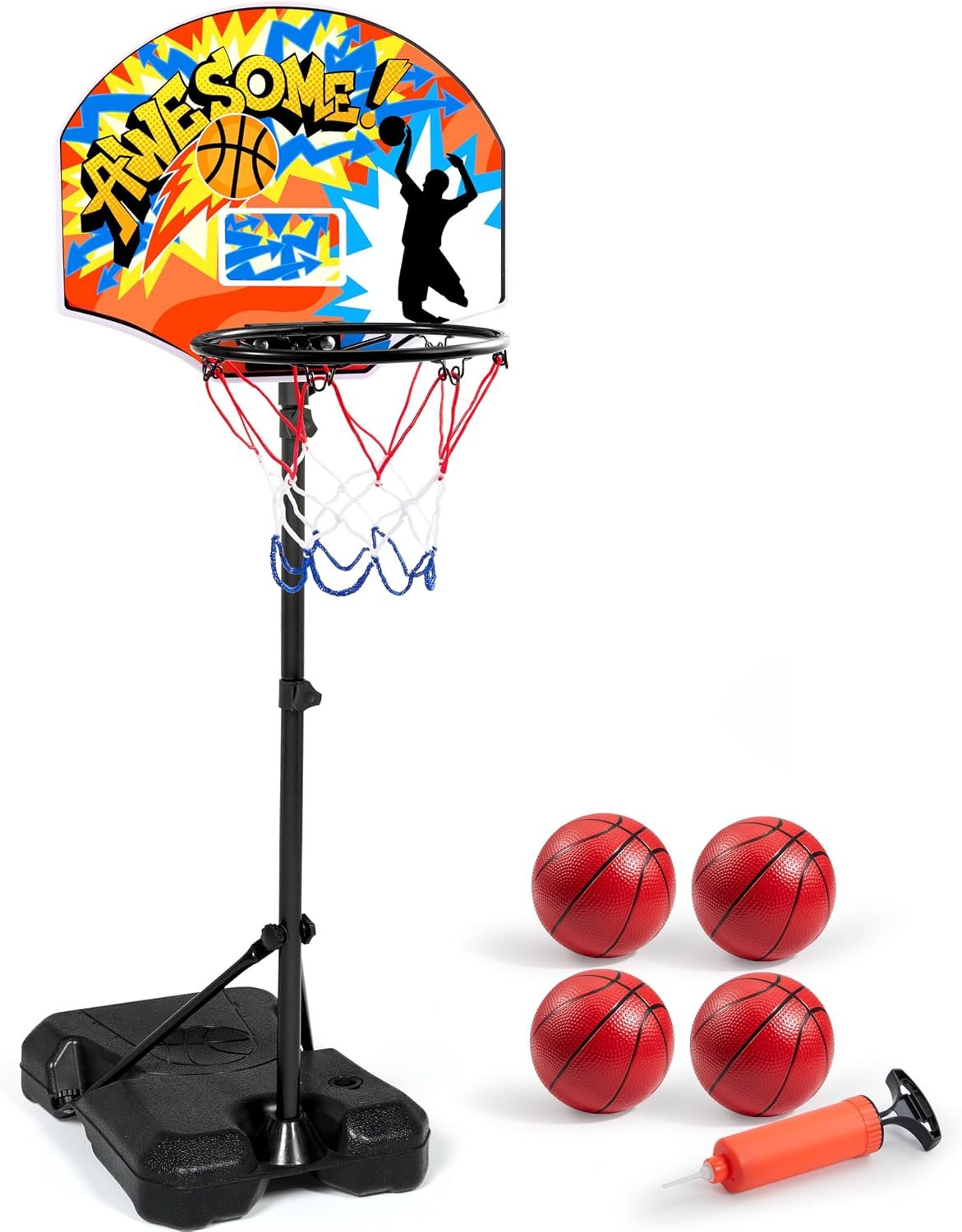 JOYIN Indoor Kids Basketball Hoop with Stand, Toddler Basketball Goal Adjustable Height 28ft-6.2ft, Portable Mini Outdoor Toys for Boys Girls Age 3 4 5 6 7 8, Inside Outside Sport Games for Fun