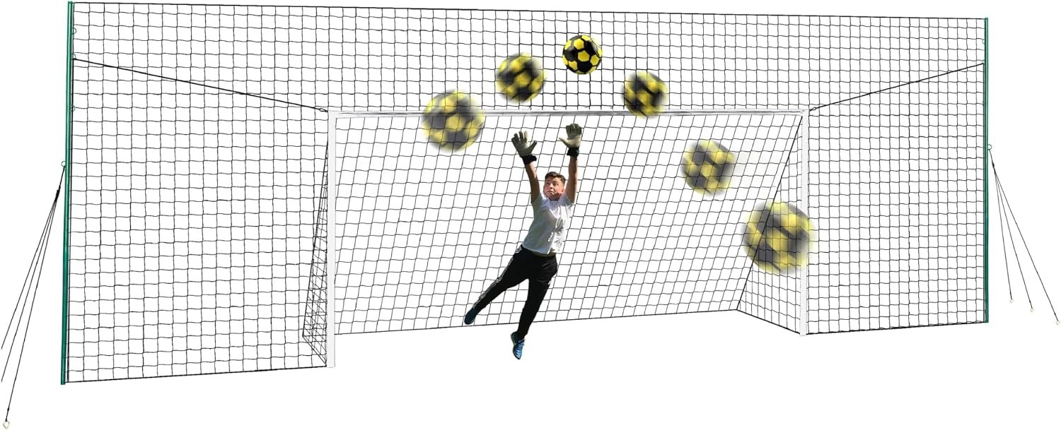 Open Goaaal Soccer Goal, Rebounder and Backstop Net | All-in-one backyard system; continuous shooting practice and missed-shot protection