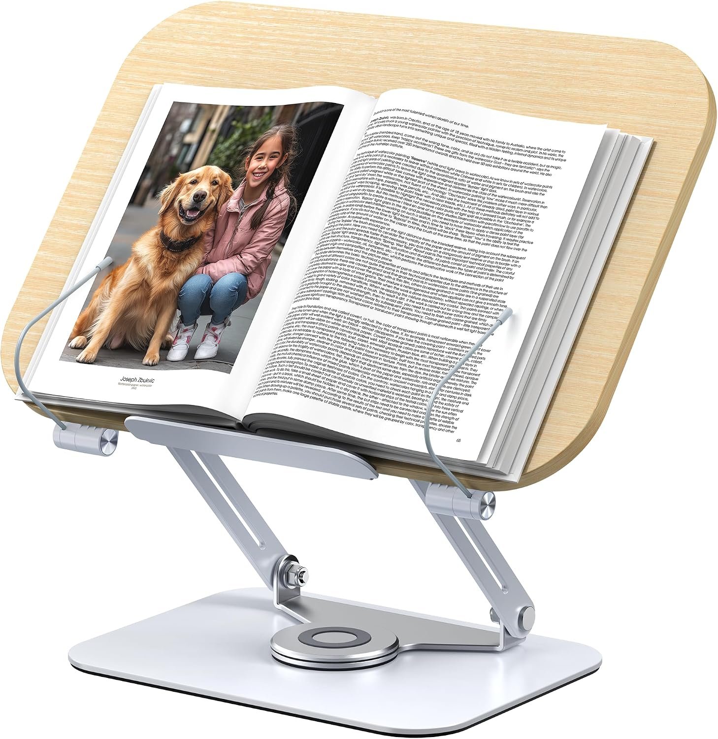 MOKURU Book Stand for Reading, 360° Adjustable Book Holder, Foldable Book Holder Stand, Cookbook Stand, Textbook Stand, Bible Stand, Hands Rree Book Stand, Laptop Stand, Tablet Stand