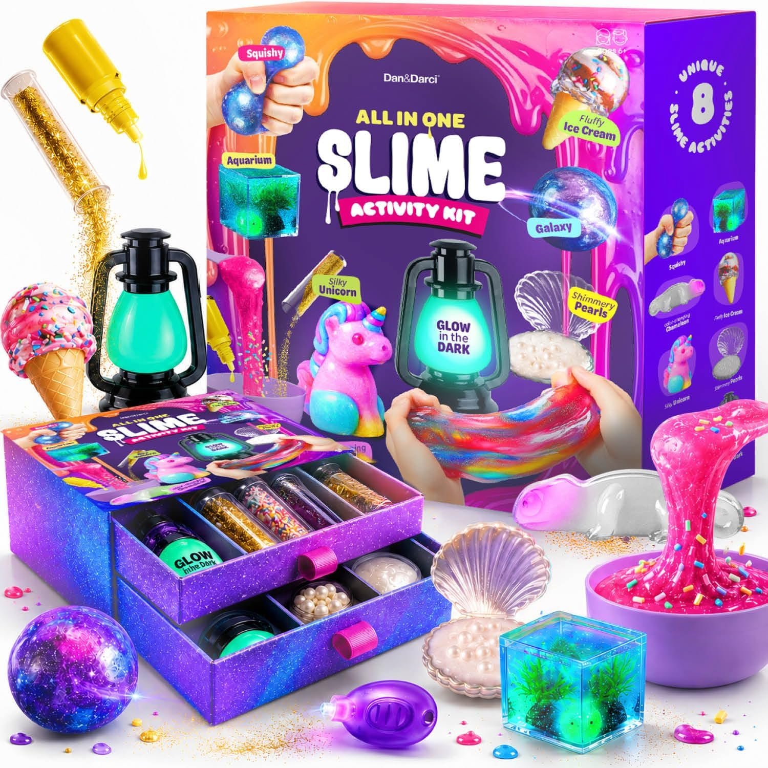 Slime Kit for Girls Ages 8-12 – All-in-One DIY Slime Making Kit – Kids Gift | Galaxy Unicorn Glow-in-the-Dark Slime Set – Birthday Gift for Tween Girls 8 9 10 11 12 – STEM Fun for Kids