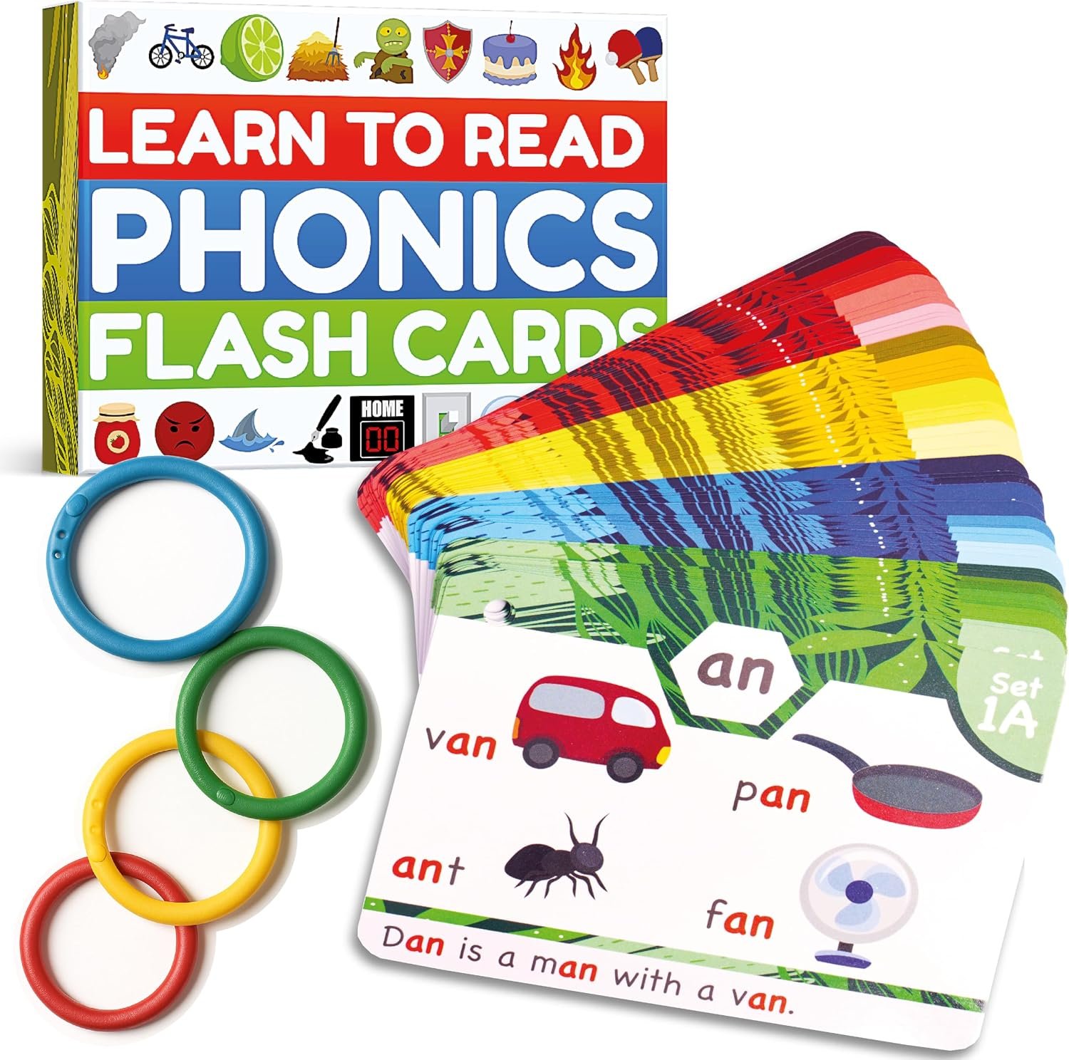 Phonics Flash Cards – Learn to Read in 20 Phonic Stages – Education for Kids Ages 4-8 Kindergarten 1st 2nd Grade