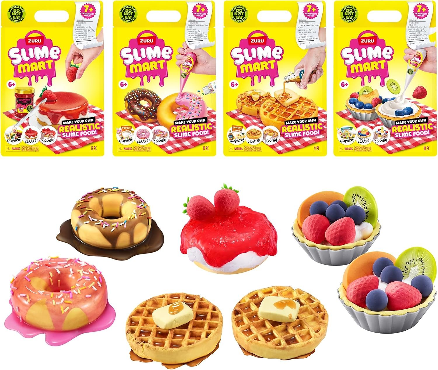 Slime Mart Small Bag (4 Pack) by ZURU | Mix, mold & decorate realistic food slime; satisfying squishy, stretchy sensory play; viral SlimeTok foodie fun; collectible