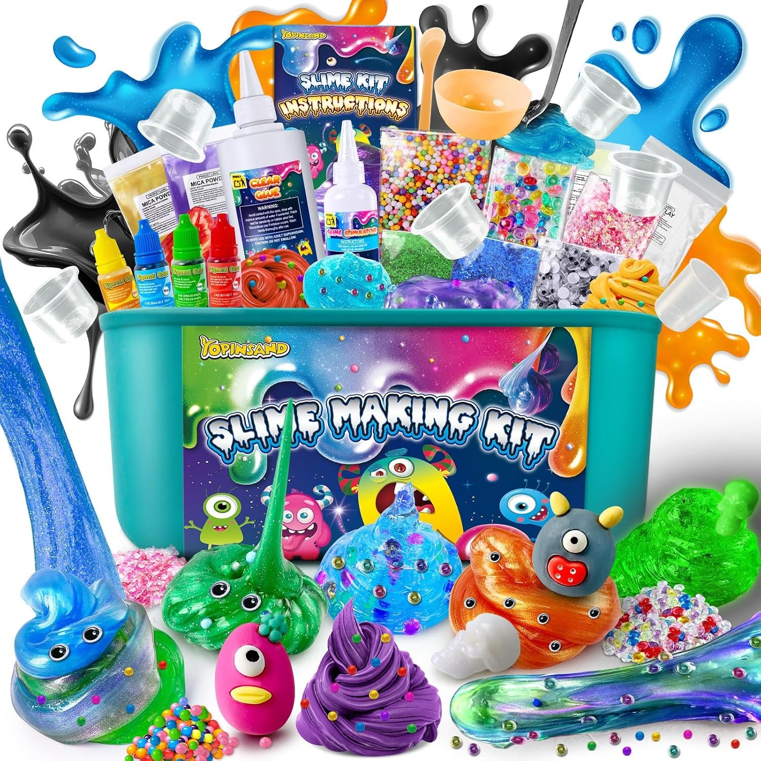 Monster Slime Kit for Girls, Galaxy Slime Making Kit for Kids 3-12 | DIY Slime Kit with Add-ins, Charms, Glitters, Party Favors Gift Toys for Kids