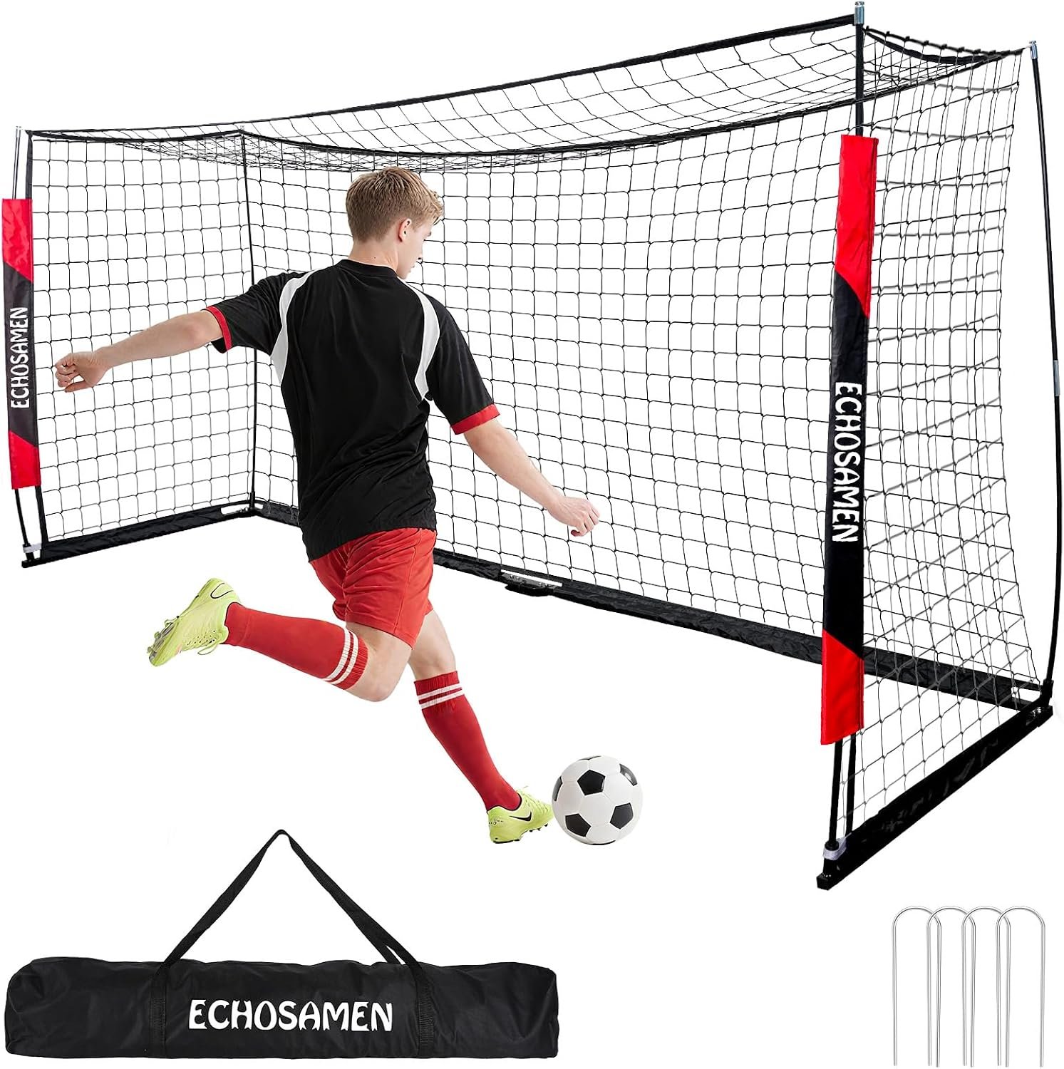 Kids Soccer Goals for Backyard, 2 of 6 x 4 ft Kids Soccer Goal Set Soccer Net with 10 Soccer Cones, Agility Ladder & Carry Bag, Portable Soccer Training Equipment.