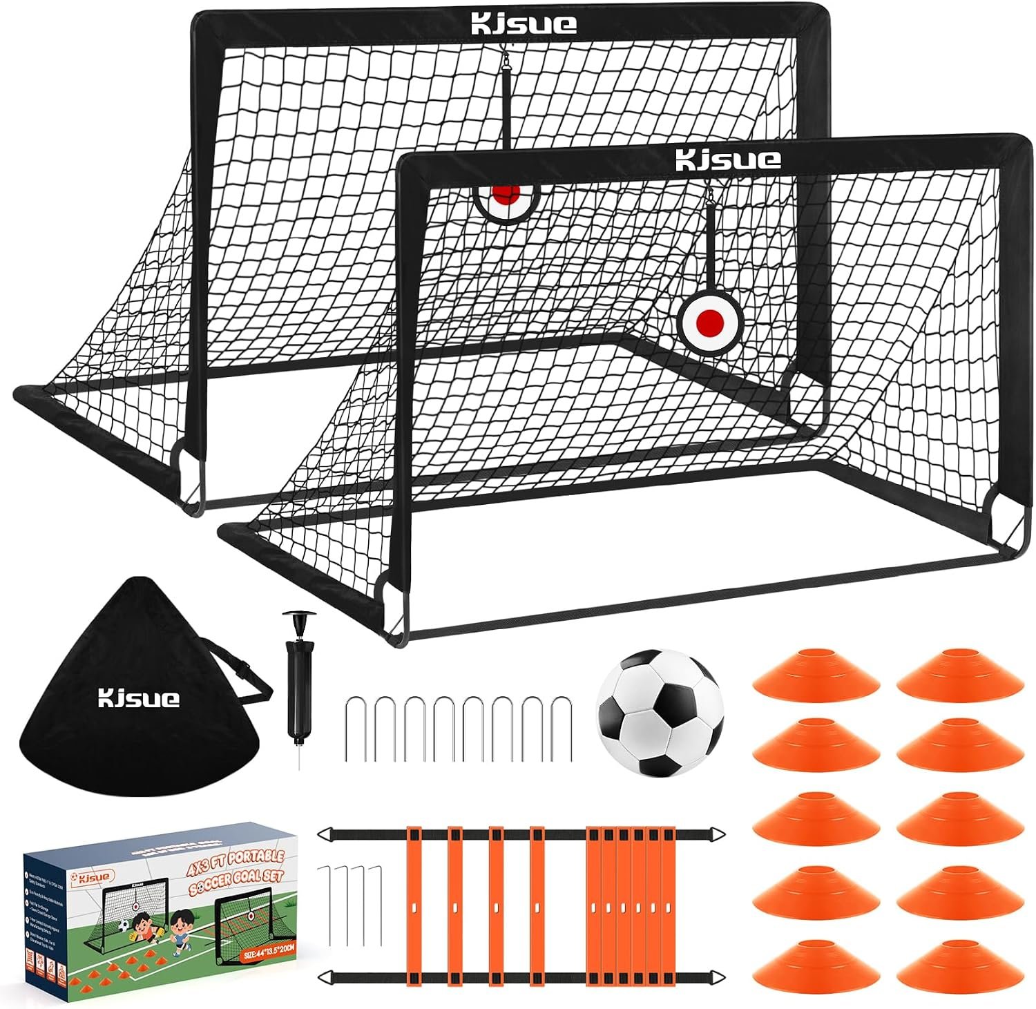 Soccer Goal, Kids Soccer Goals for Backyard Set of 2, 4 x 3ft Soccer Net Training Equipment, Pop Up Toddler Soccer Goal for Outdoor Indoor Sports Games